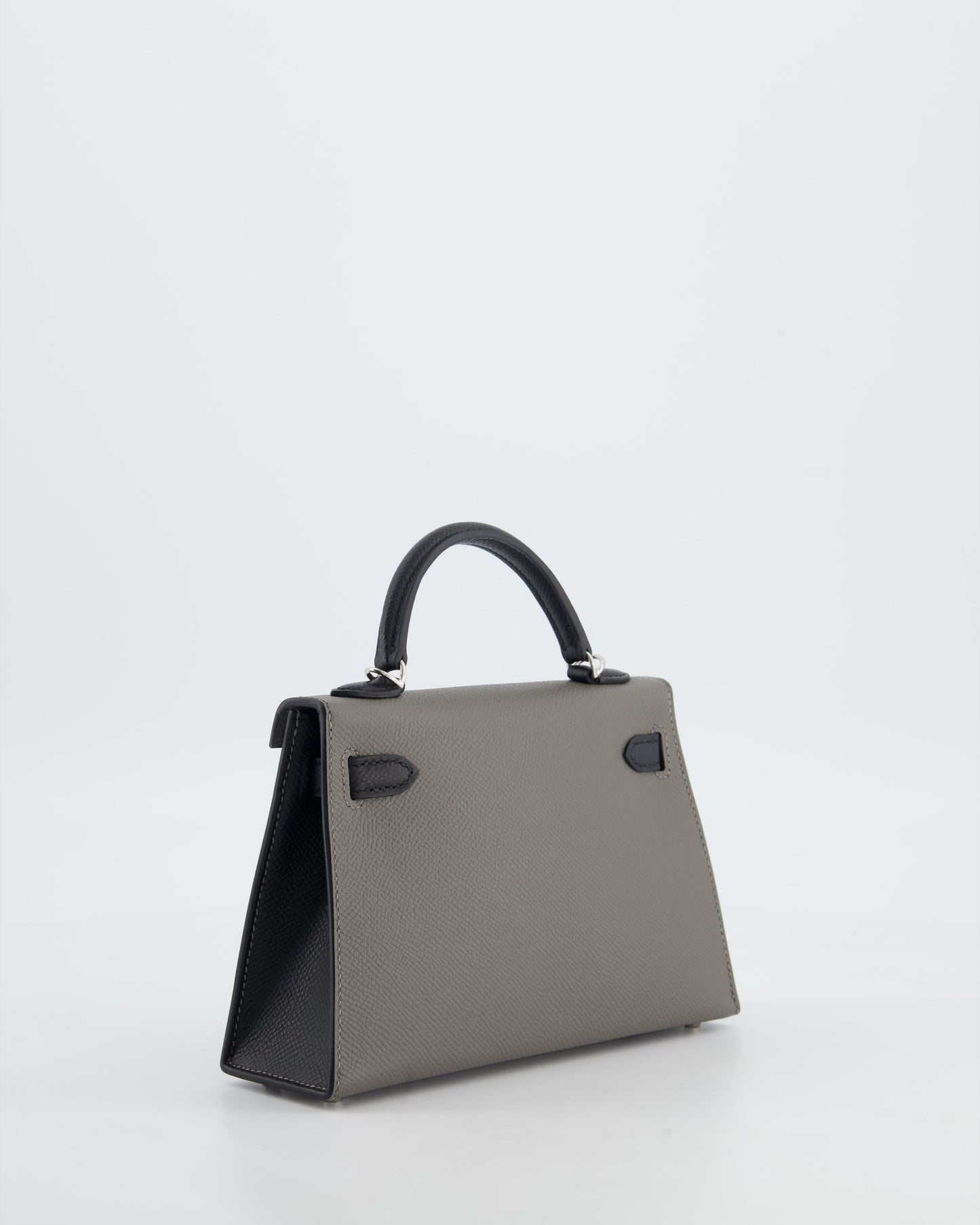 *SUPER RARE* Herm�s HSS Mini Kelly II 20 Bag in Gris Meyer & Black Epsom Leather and Palladium Hardware