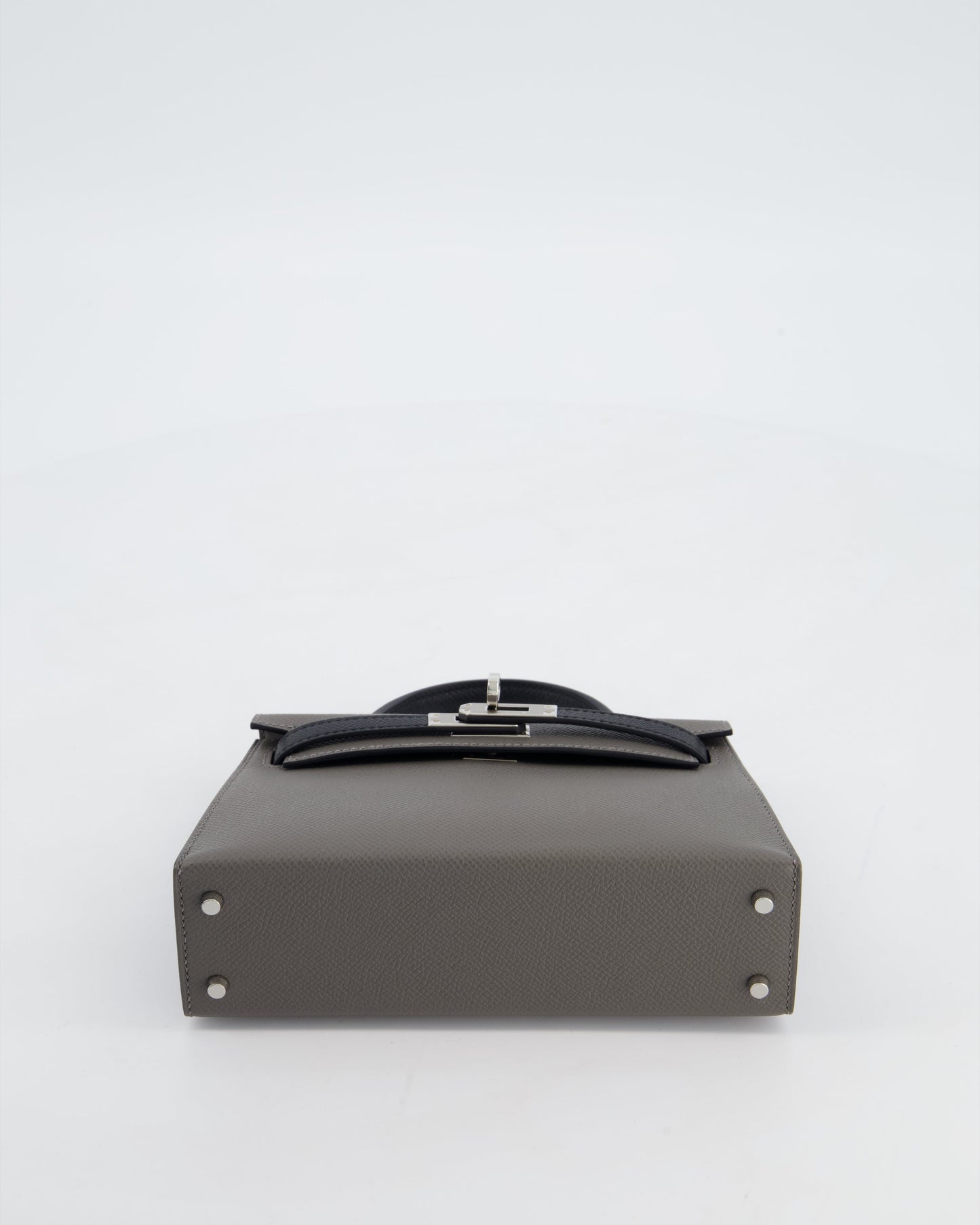 *SUPER RARE* Herm�s HSS Mini Kelly II 20 Bag in Gris Meyer & Black Epsom Leather and Palladium Hardware