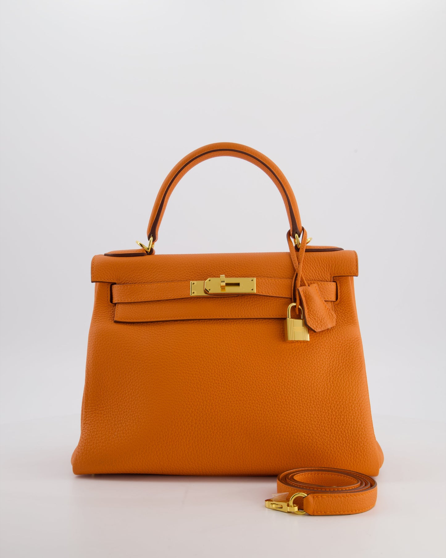 *FIRE PRICE* Herm�s Kelly Bag 28 Retourne in Orange Togo Leather with Gold Hardware