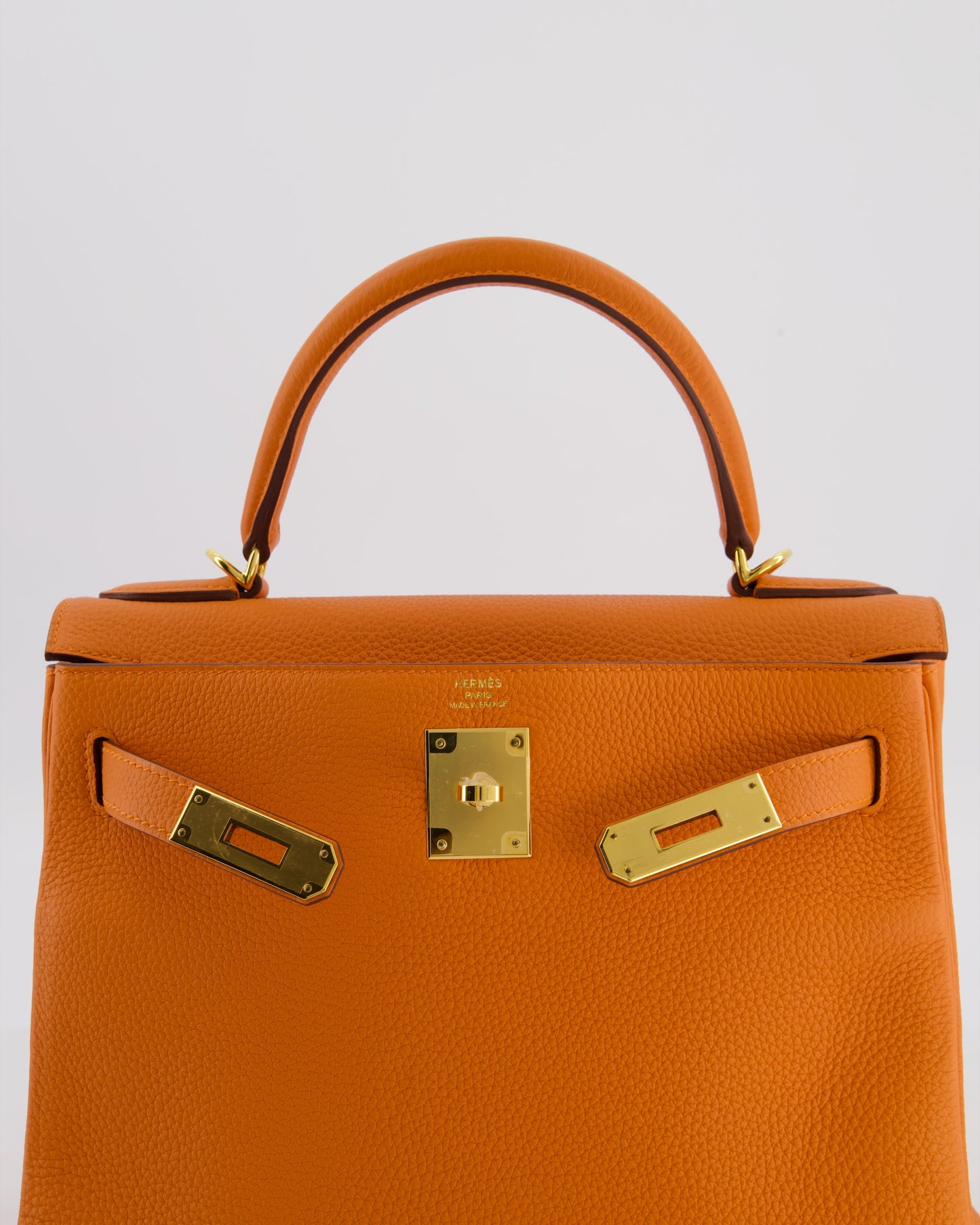 *FIRE PRICE* Herm�s Kelly Bag 28 Retourne in Orange Togo Leather with Gold Hardware