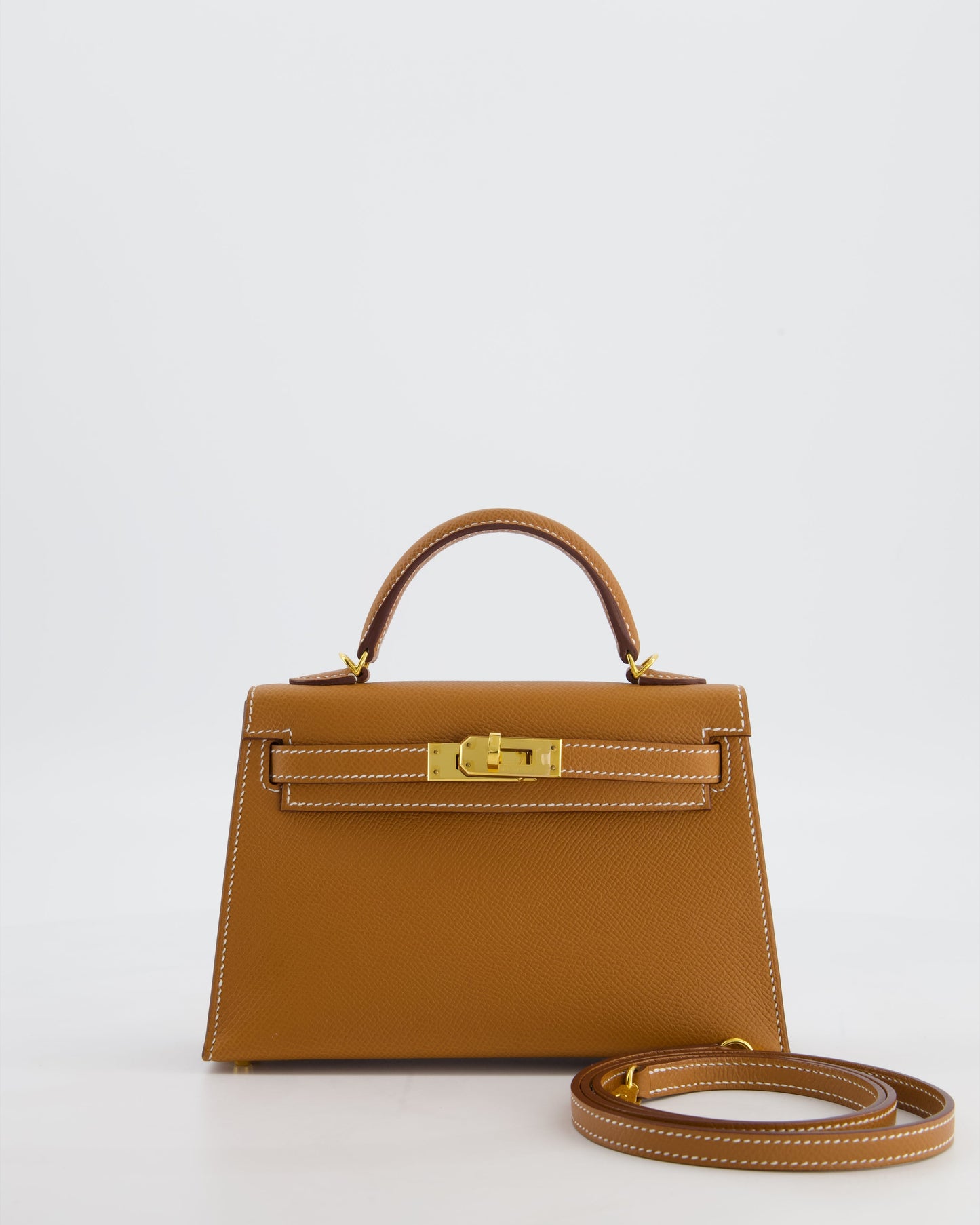 Herm�s Mini Kelly II 20 Bag in Gold Epsom Leather with Gold Hardware