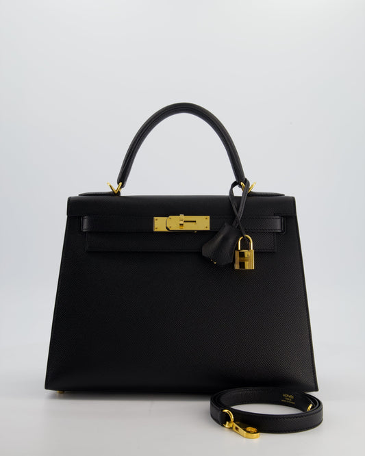 *HOT* Herm�s Kelly 28 Sellier Bag in Noir Epsom Leather with Gold Hardware