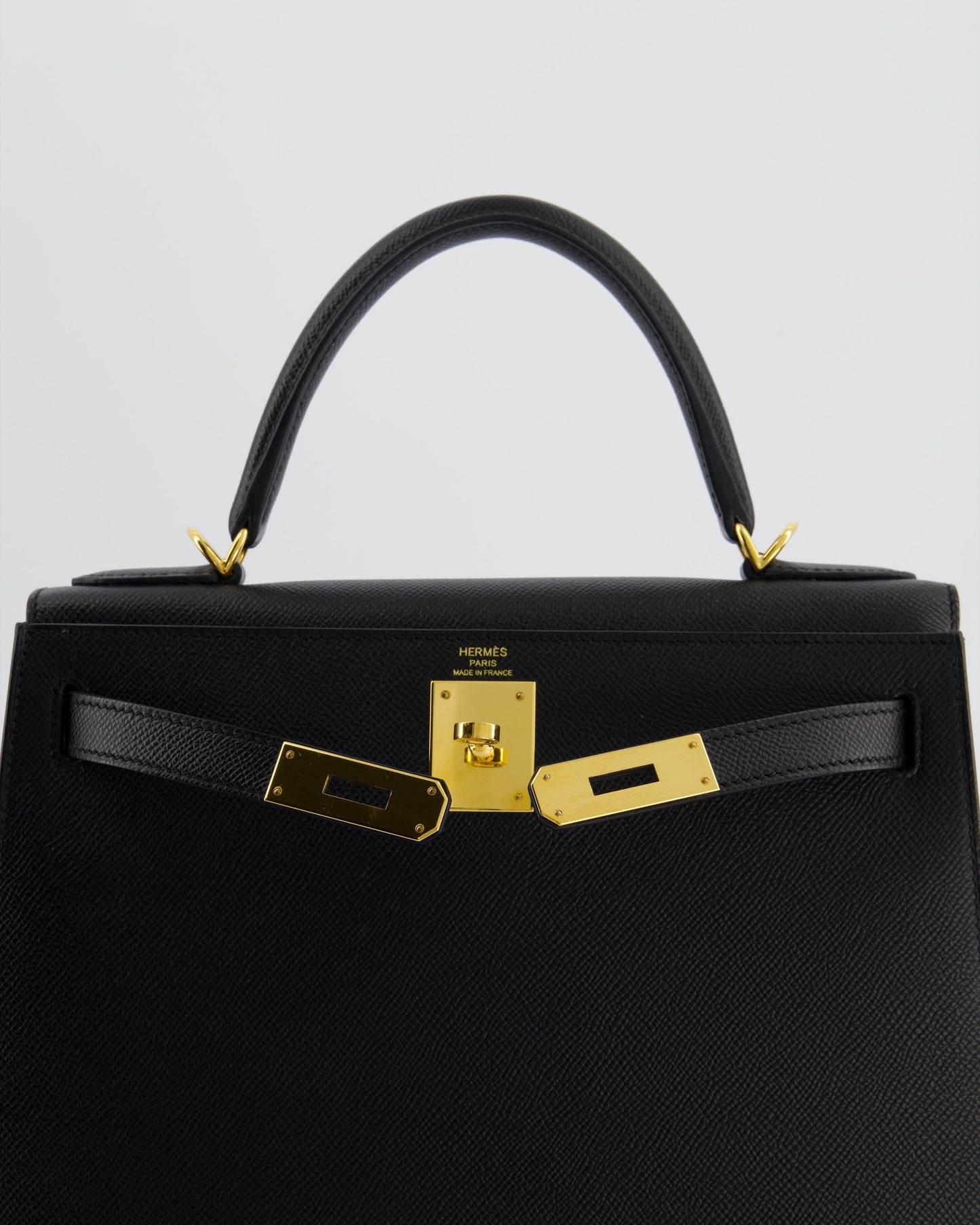*HOT* Herm�s Kelly 28 Sellier Bag in Noir Epsom Leather with Gold Hardware