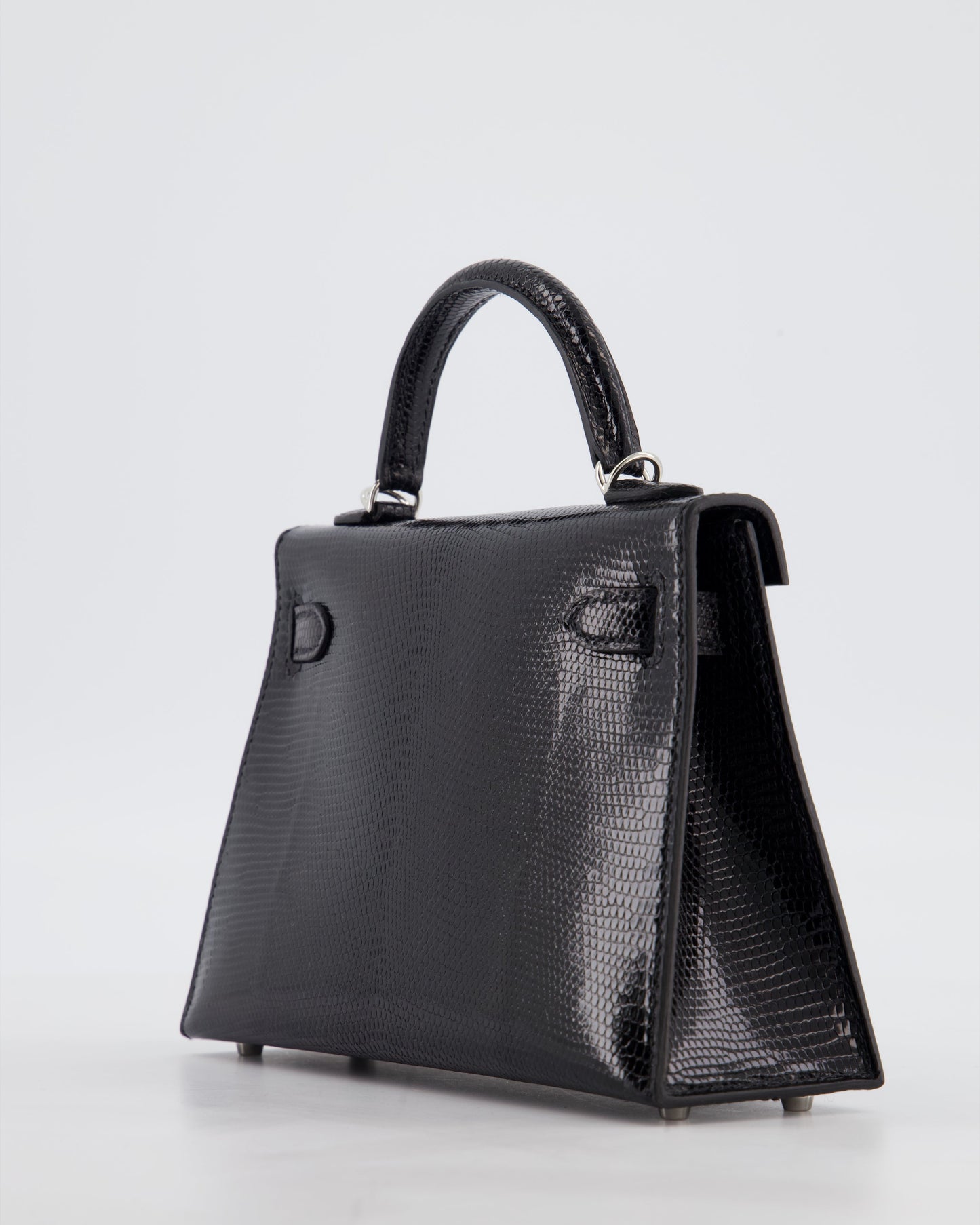 *SUPER RARE* Herm�s Mini Kelly II 20 Bag in Noir Lizard Leather with Palladium Hardware