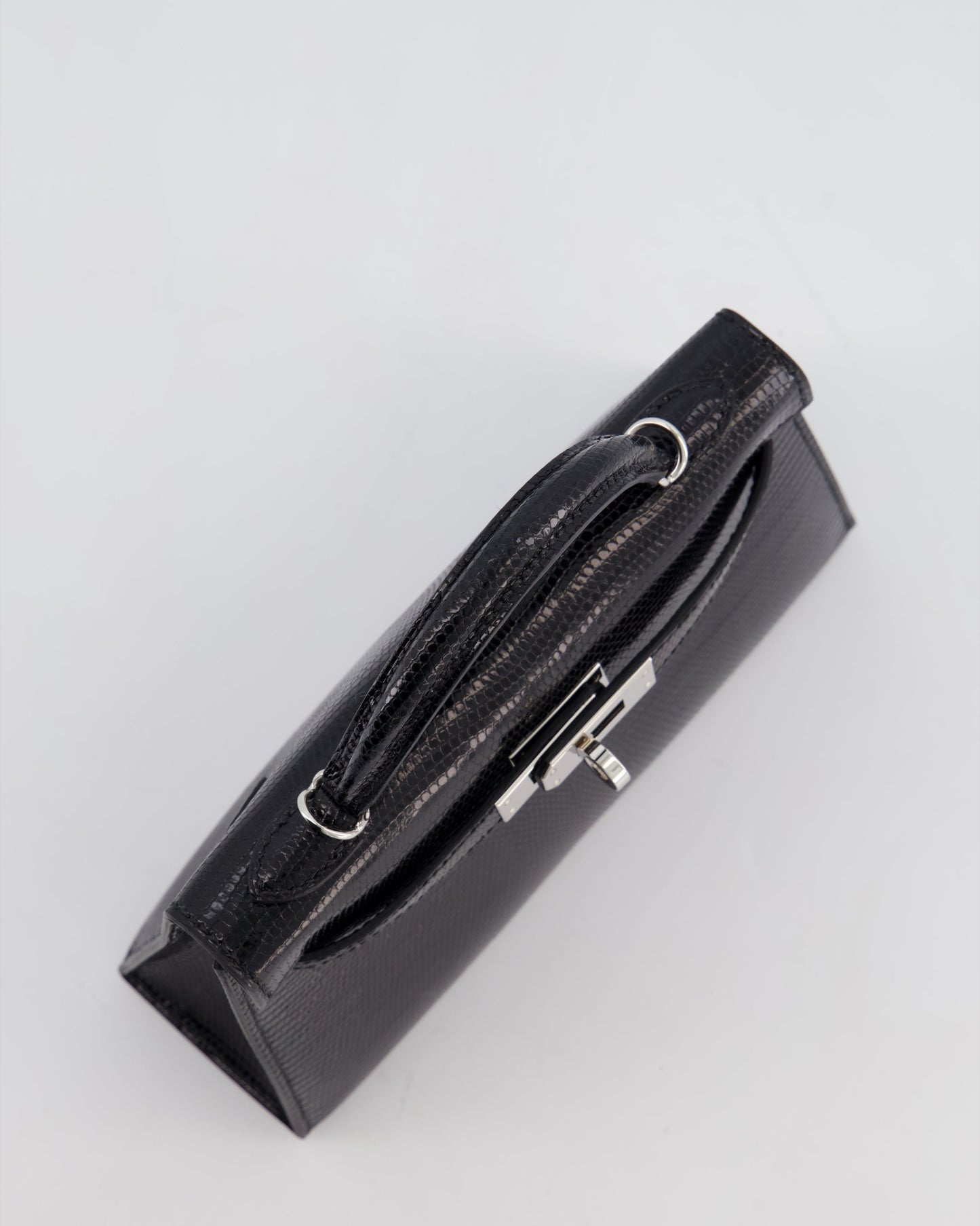 *SUPER RARE* Herm�s Mini Kelly II 20 Bag in Noir Lizard Leather with Palladium Hardware