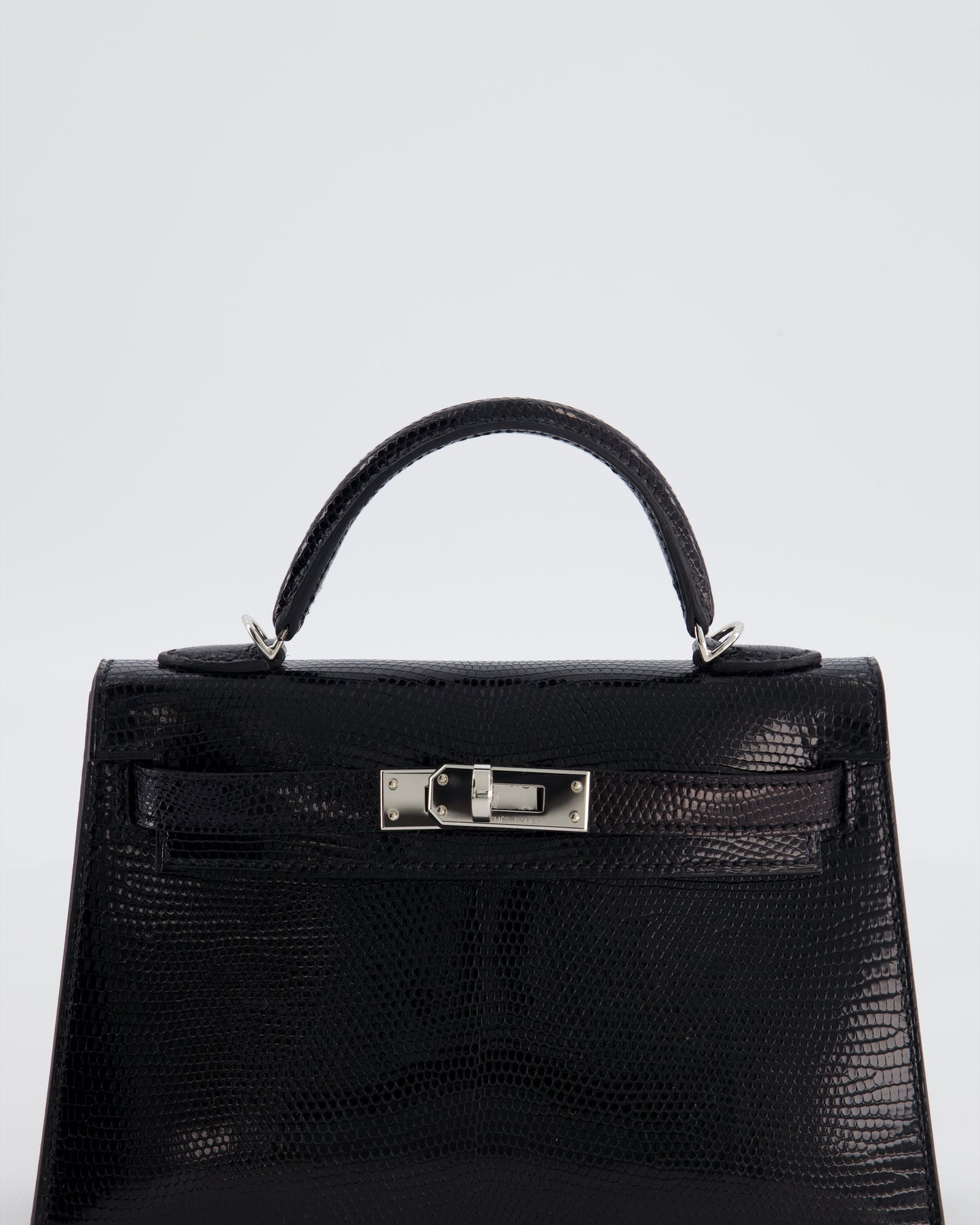 *SUPER RARE* Herm�s Mini Kelly II 20 Bag in Noir Lizard Leather with Palladium Hardware