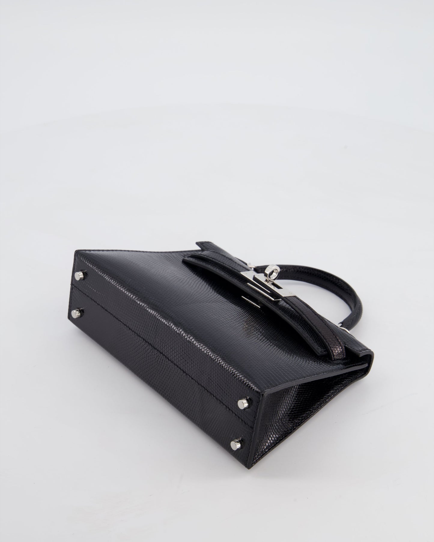 *SUPER RARE* Herm�s Mini Kelly II 20 Bag in Noir Lizard Leather with Palladium Hardware