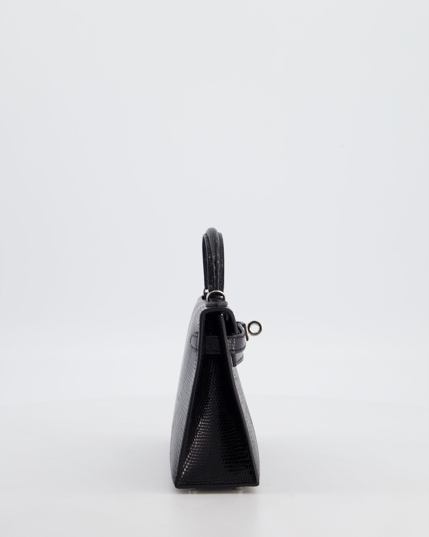 *SUPER RARE* Herm�s Mini Kelly II 20 Bag in Noir Lizard Leather with Palladium Hardware