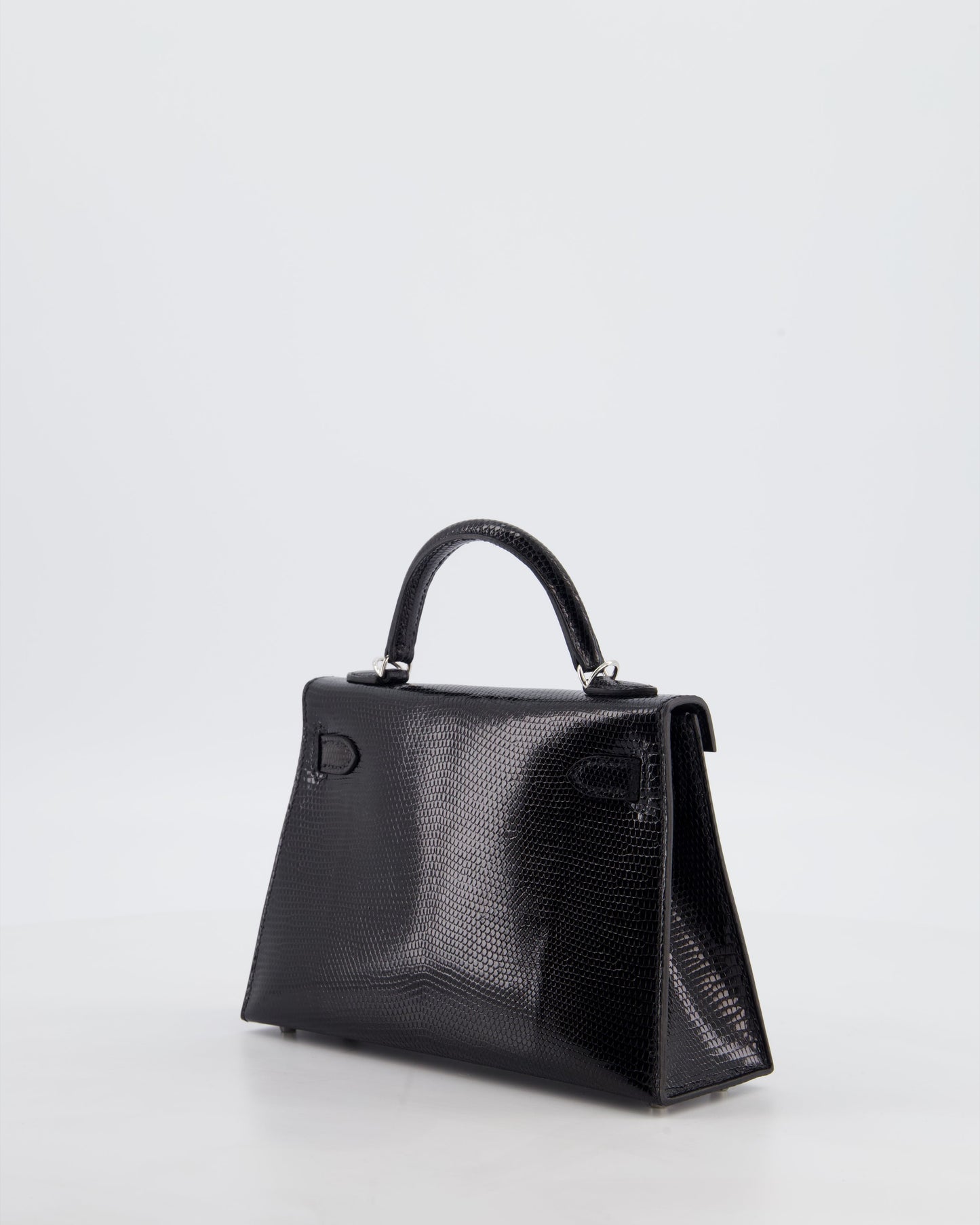 *SUPER RARE* Herm�s Mini Kelly II 20 Bag in Noir Lizard Leather with Palladium Hardware
