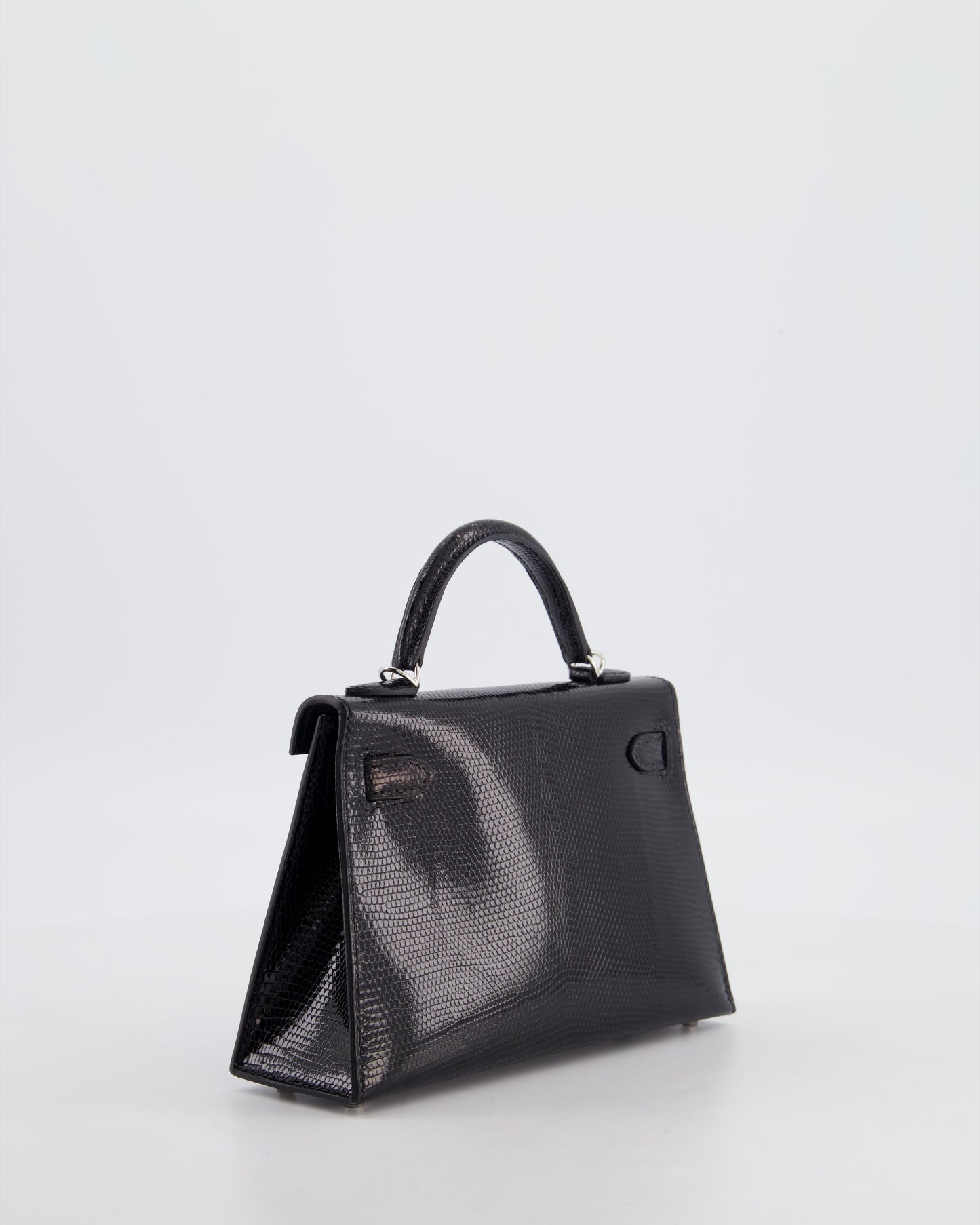 *SUPER RARE* Herm�s Mini Kelly II 20 Bag in Noir Lizard Leather with Palladium Hardware