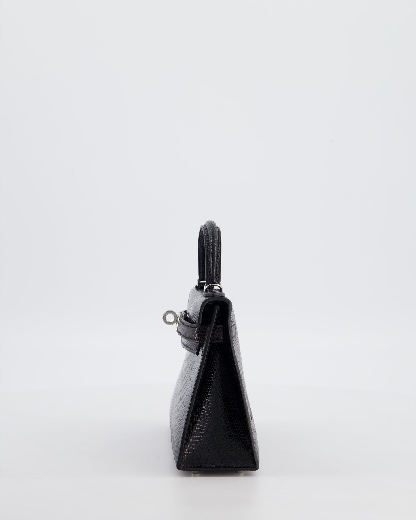 *SUPER RARE* Herm�s Mini Kelly II 20 Bag in Noir Lizard Leather with Palladium Hardware