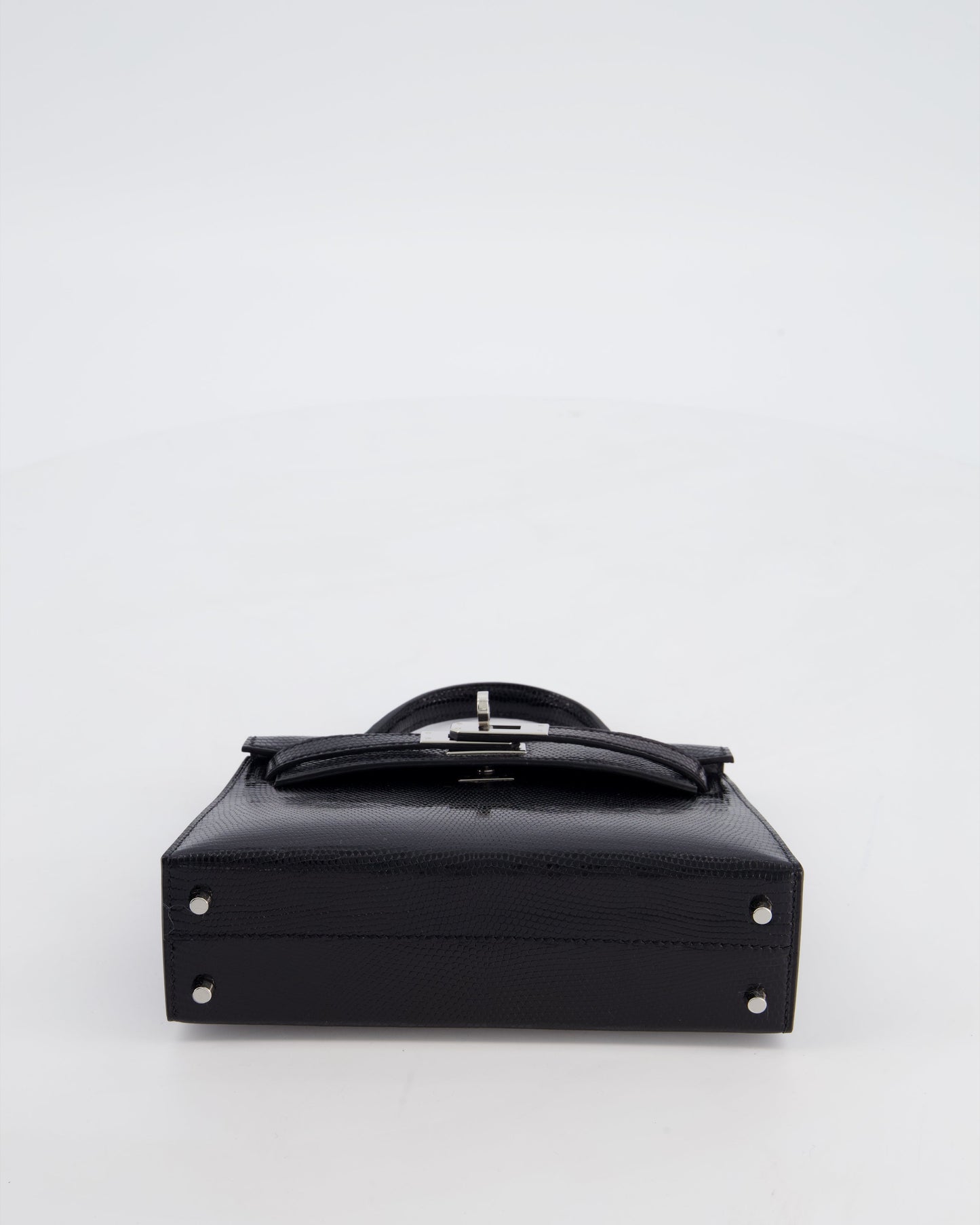 *SUPER RARE* Herm�s Mini Kelly II 20 Bag in Noir Lizard Leather with Palladium Hardware