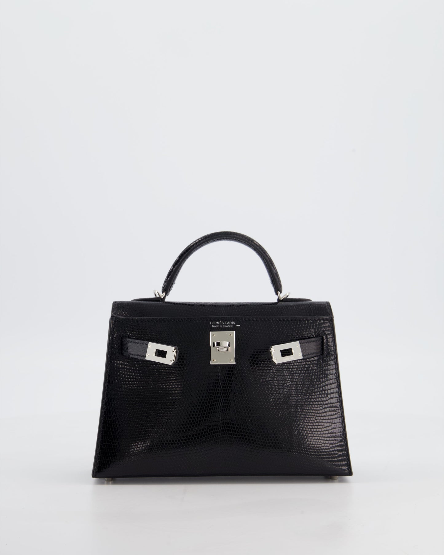 *SUPER RARE* Herm�s Mini Kelly II 20 Bag in Noir Lizard Leather with Palladium Hardware