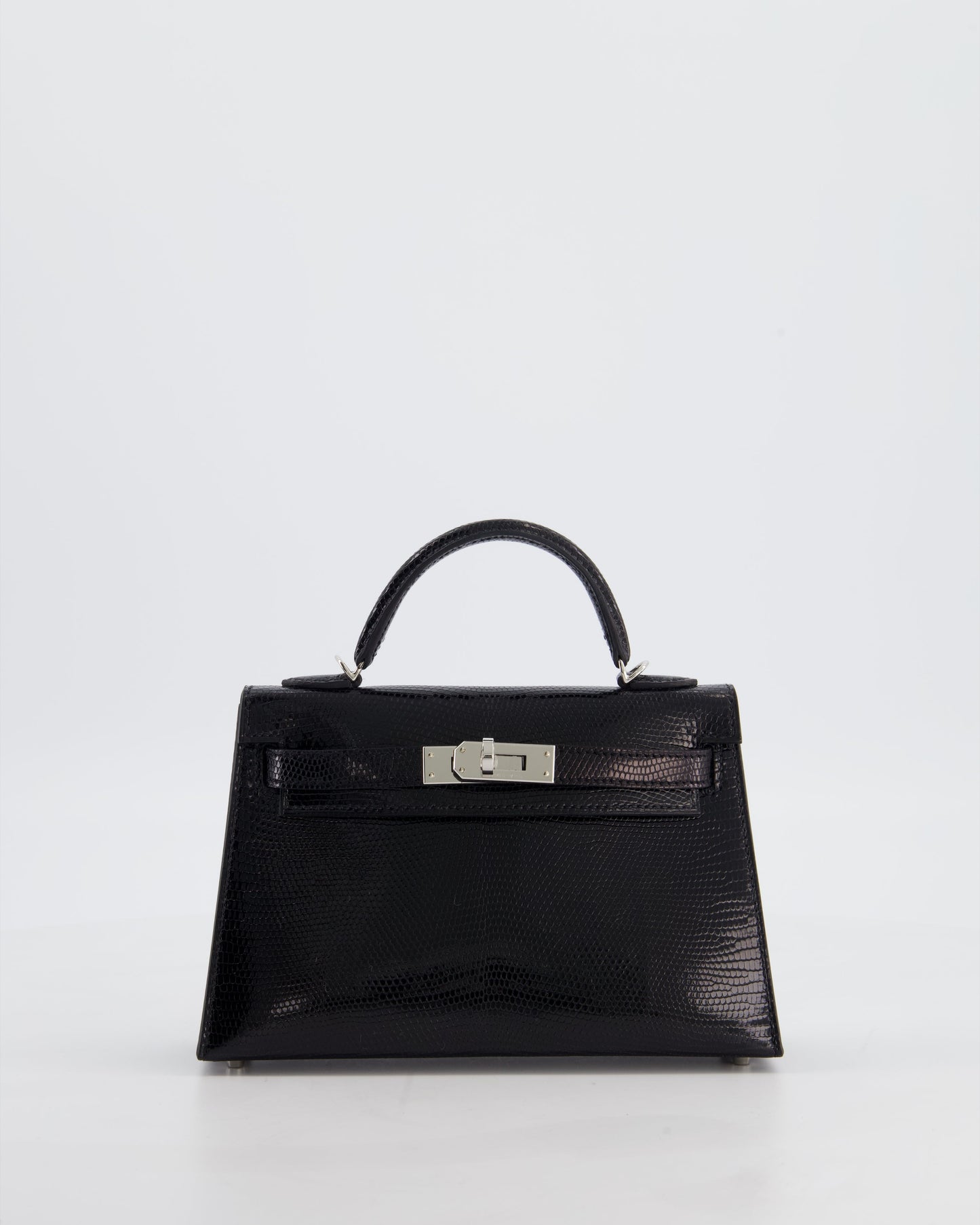 *SUPER RARE* Herm�s Mini Kelly II 20 Bag in Noir Lizard Leather with Palladium Hardware