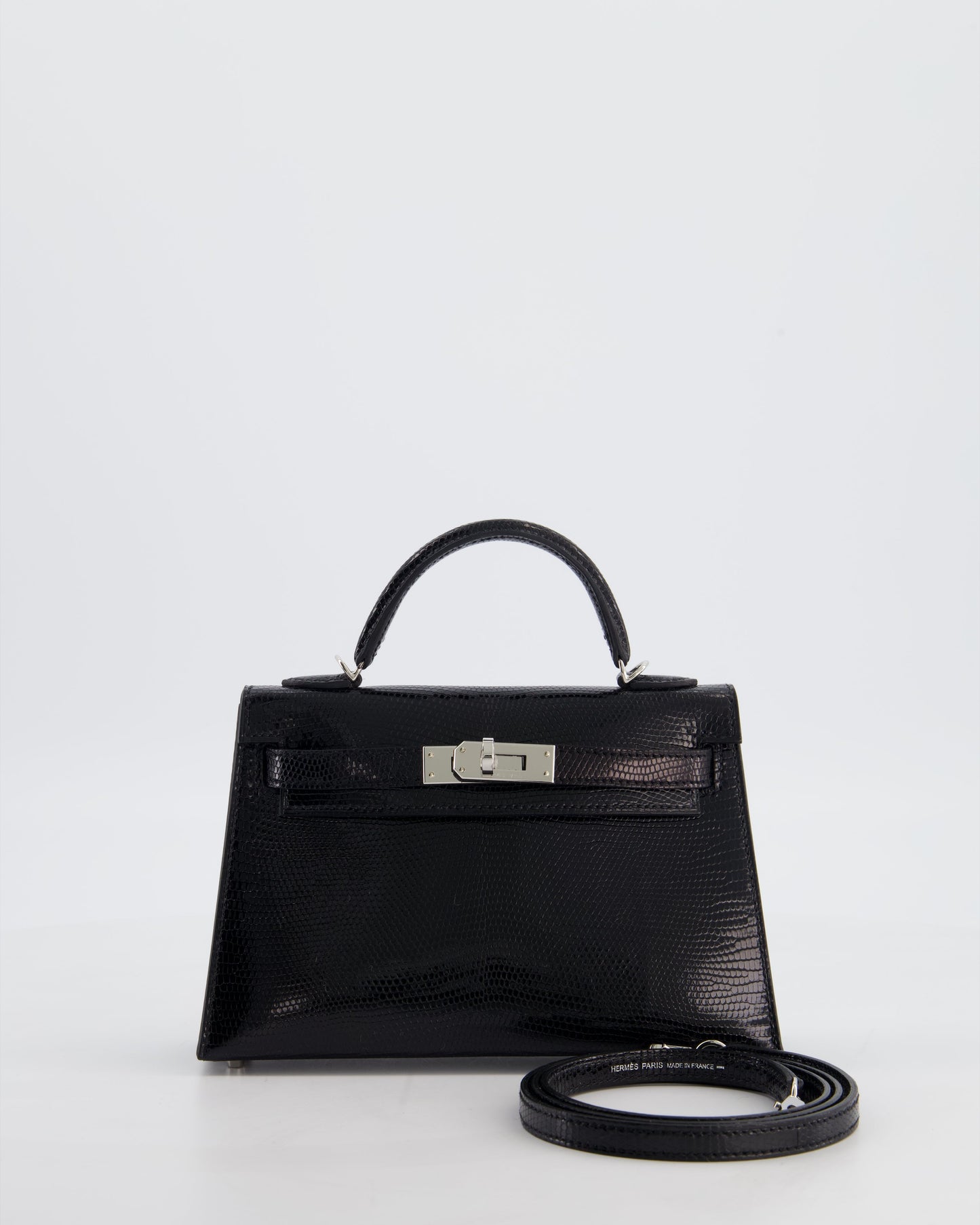 *SUPER RARE* Herm�s Mini Kelly II 20 Bag in Noir Lizard Leather with Palladium Hardware