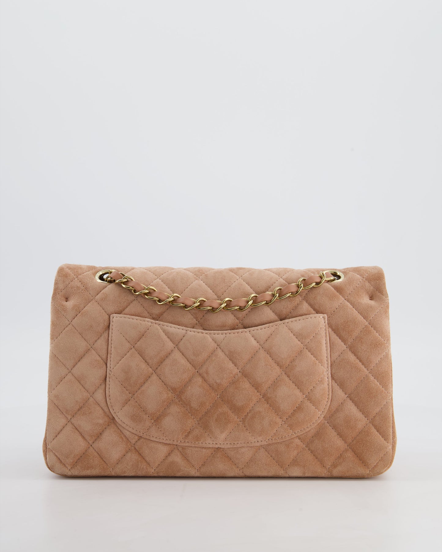 *SUPER RARE* Chanel Caramel Medium Classic Double Flap Bag in Suede Leather with Champagne Gold Hardware