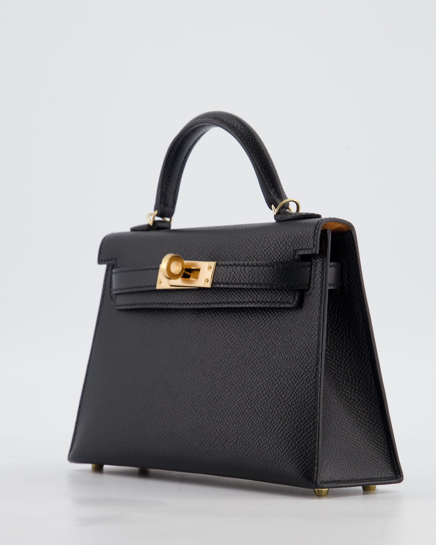 *SUPER RARE* Herm�s HSS Mini Kelly II 20 Verso Bag in Noir Epsom Leather with Gold Interior and Rose Gold Hardware