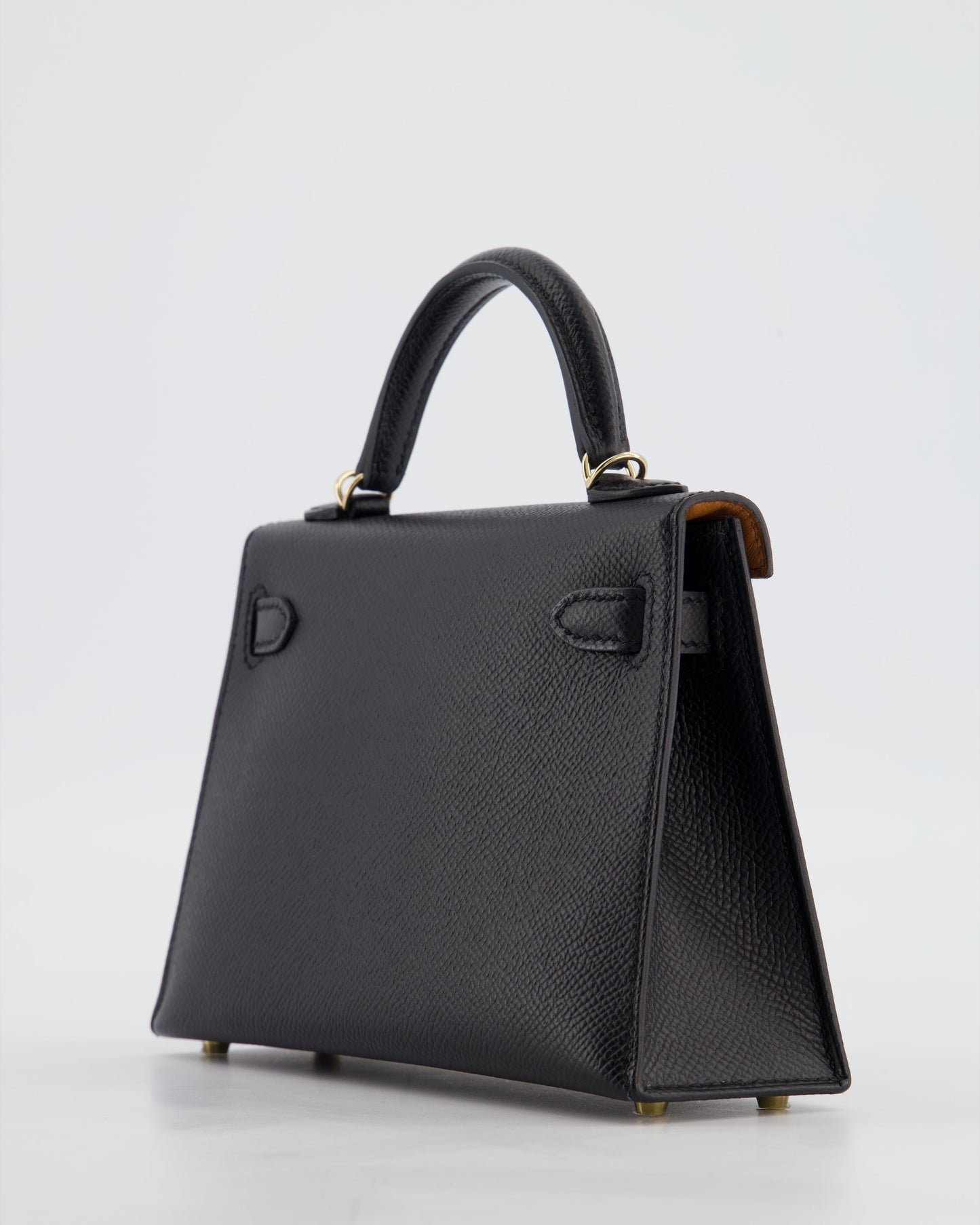 *SUPER RARE* Herm�s HSS Mini Kelly II 20 Verso Bag in Noir Epsom Leather with Gold Interior and Rose Gold Hardware