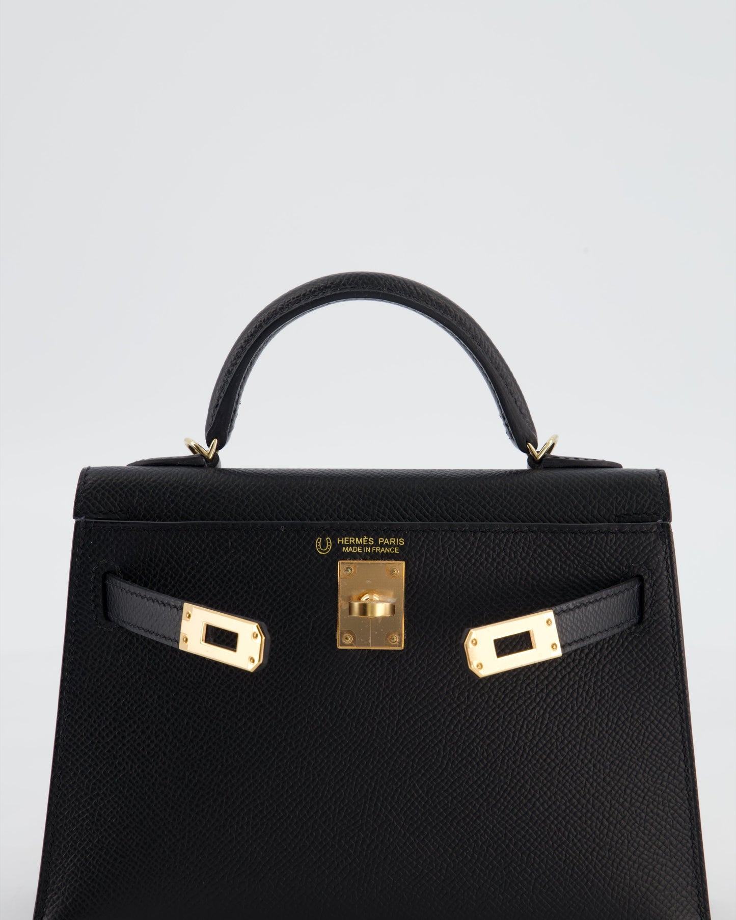 *SUPER RARE* Herm�s HSS Mini Kelly II 20 Verso Bag in Noir Epsom Leather with Gold Interior and Rose Gold Hardware