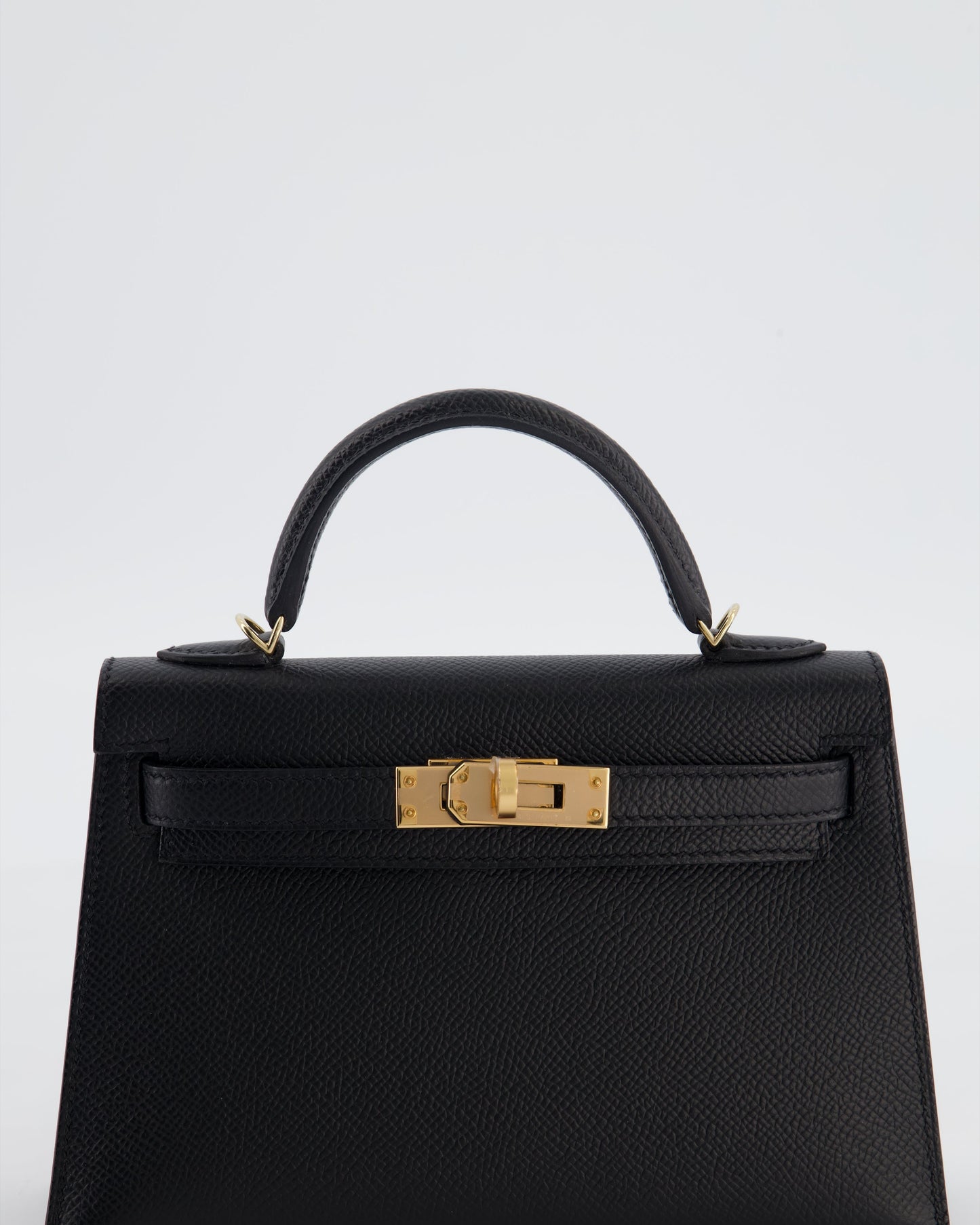 *SUPER RARE* Herm�s HSS Mini Kelly II 20 Verso Bag in Noir Epsom Leather with Gold Interior and Rose Gold Hardware