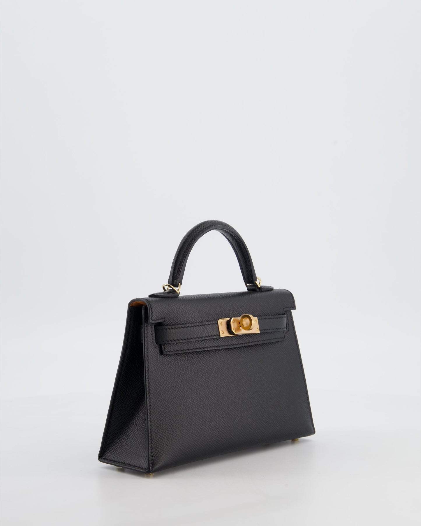 *SUPER RARE* Herm�s HSS Mini Kelly II 20 Verso Bag in Noir Epsom Leather with Gold Interior and Rose Gold Hardware