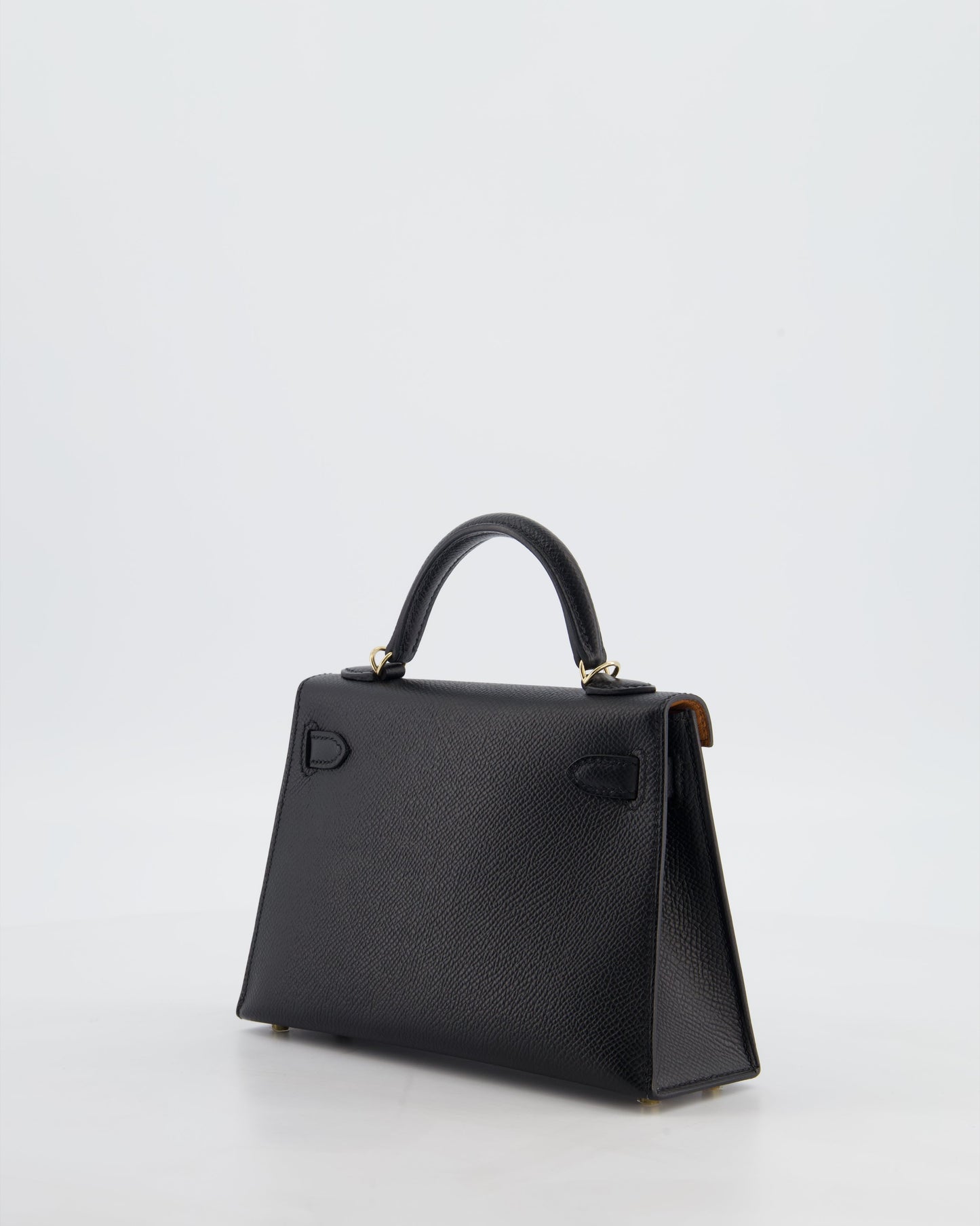 *SUPER RARE* Herm�s HSS Mini Kelly II 20 Verso Bag in Noir Epsom Leather with Gold Interior and Rose Gold Hardware