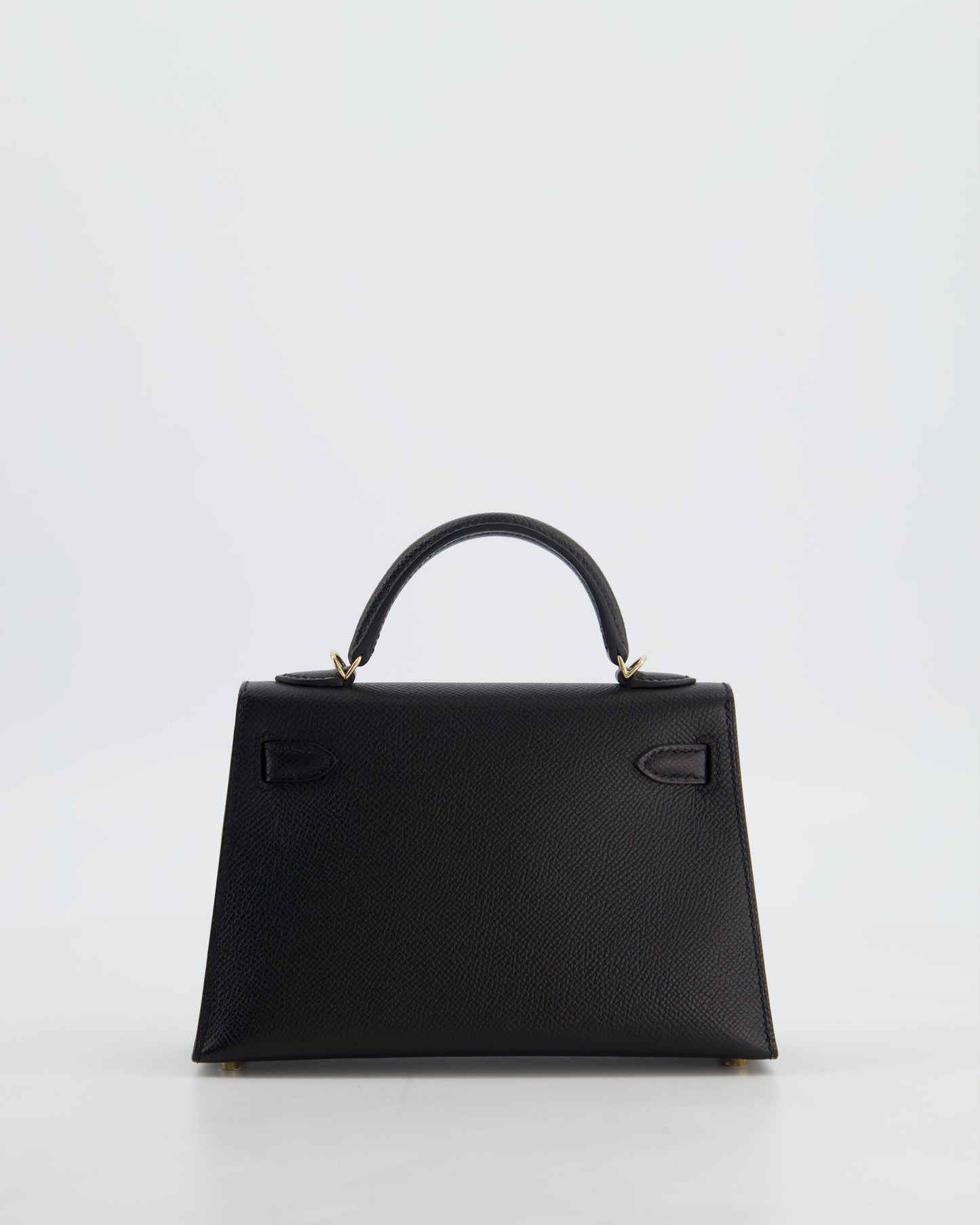 *SUPER RARE* Herm�s HSS Mini Kelly II 20 Verso Bag in Noir Epsom Leather with Gold Interior and Rose Gold Hardware