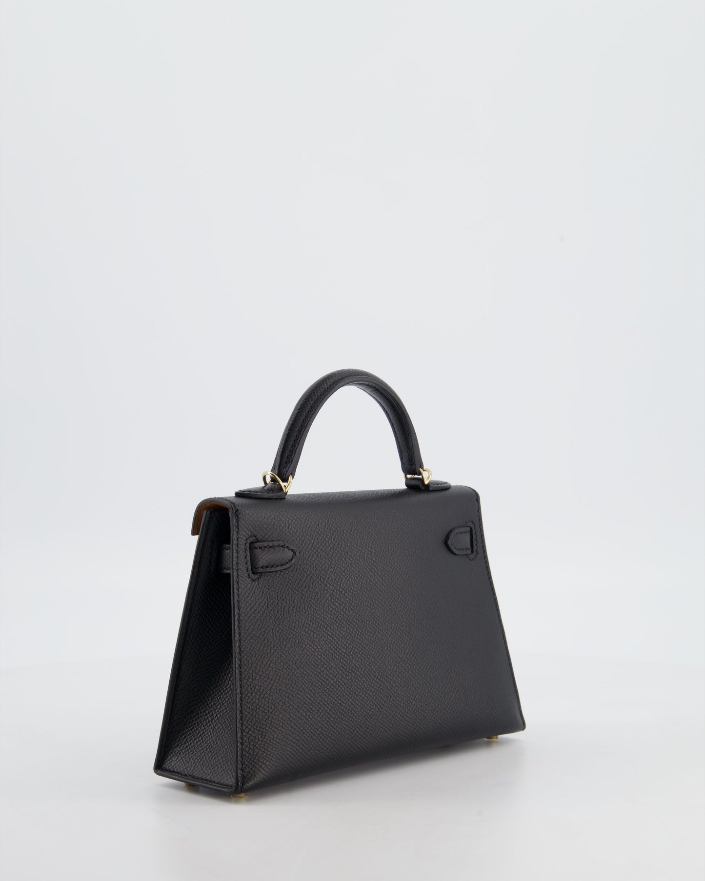 *SUPER RARE* Herm�s HSS Mini Kelly II 20 Verso Bag in Noir Epsom Leather with Gold Interior and Rose Gold Hardware