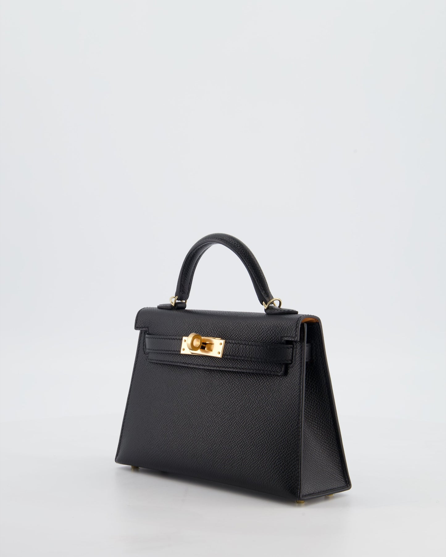 *SUPER RARE* Herm�s HSS Mini Kelly II 20 Verso Bag in Noir Epsom Leather with Gold Interior and Rose Gold Hardware