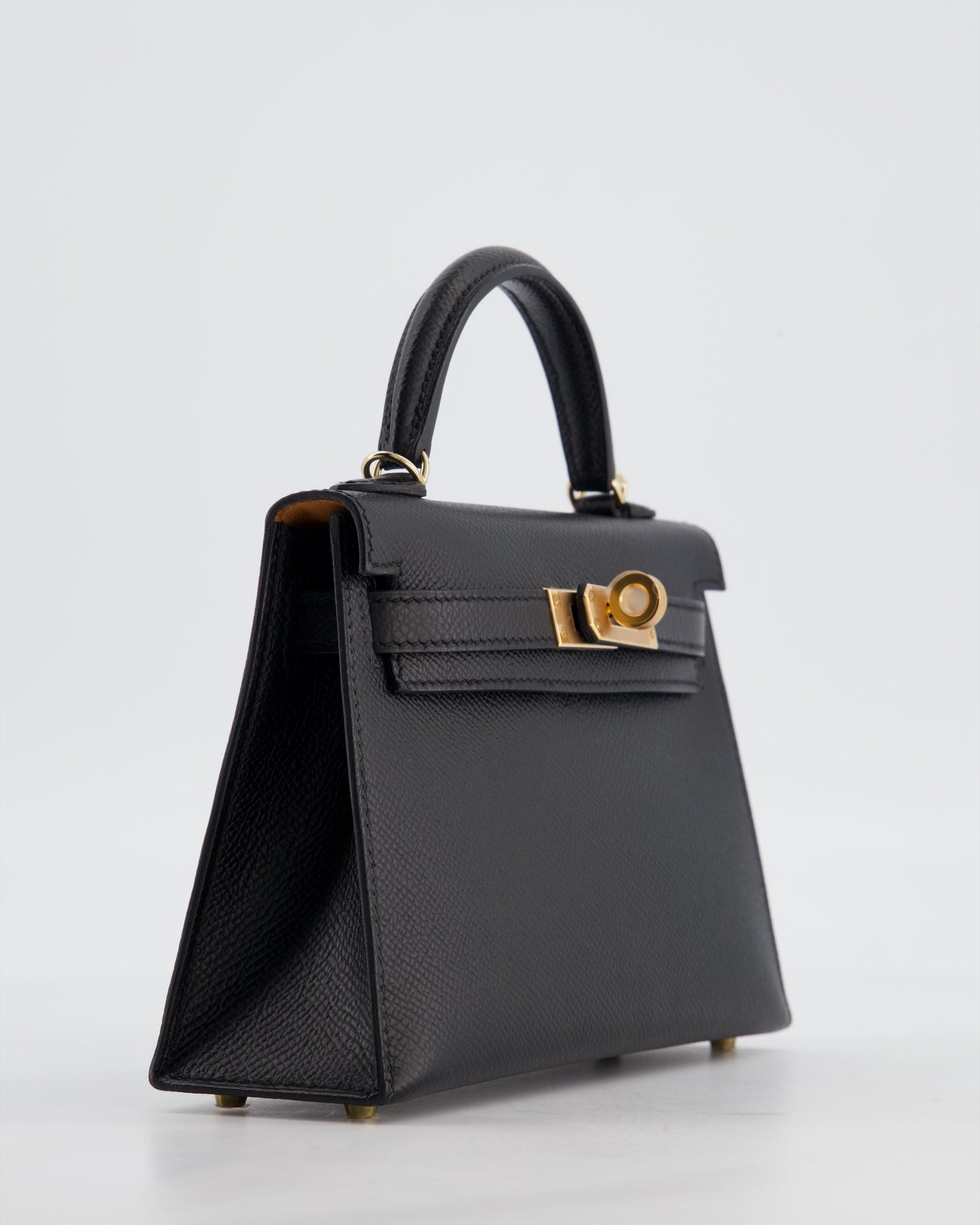 *SUPER RARE* Herm�s HSS Mini Kelly II 20 Verso Bag in Noir Epsom Leather with Gold Interior and Rose Gold Hardware