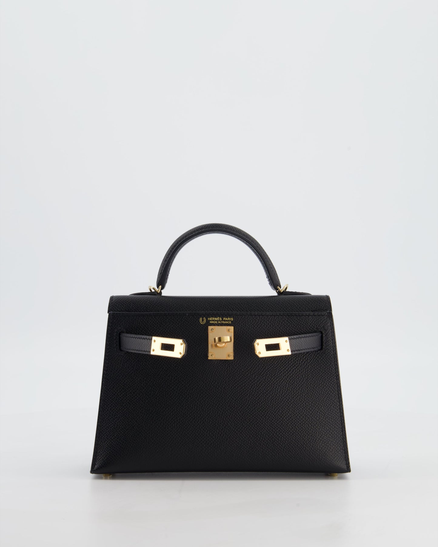 *SUPER RARE* Herm�s HSS Mini Kelly II 20 Verso Bag in Noir Epsom Leather with Gold Interior and Rose Gold Hardware