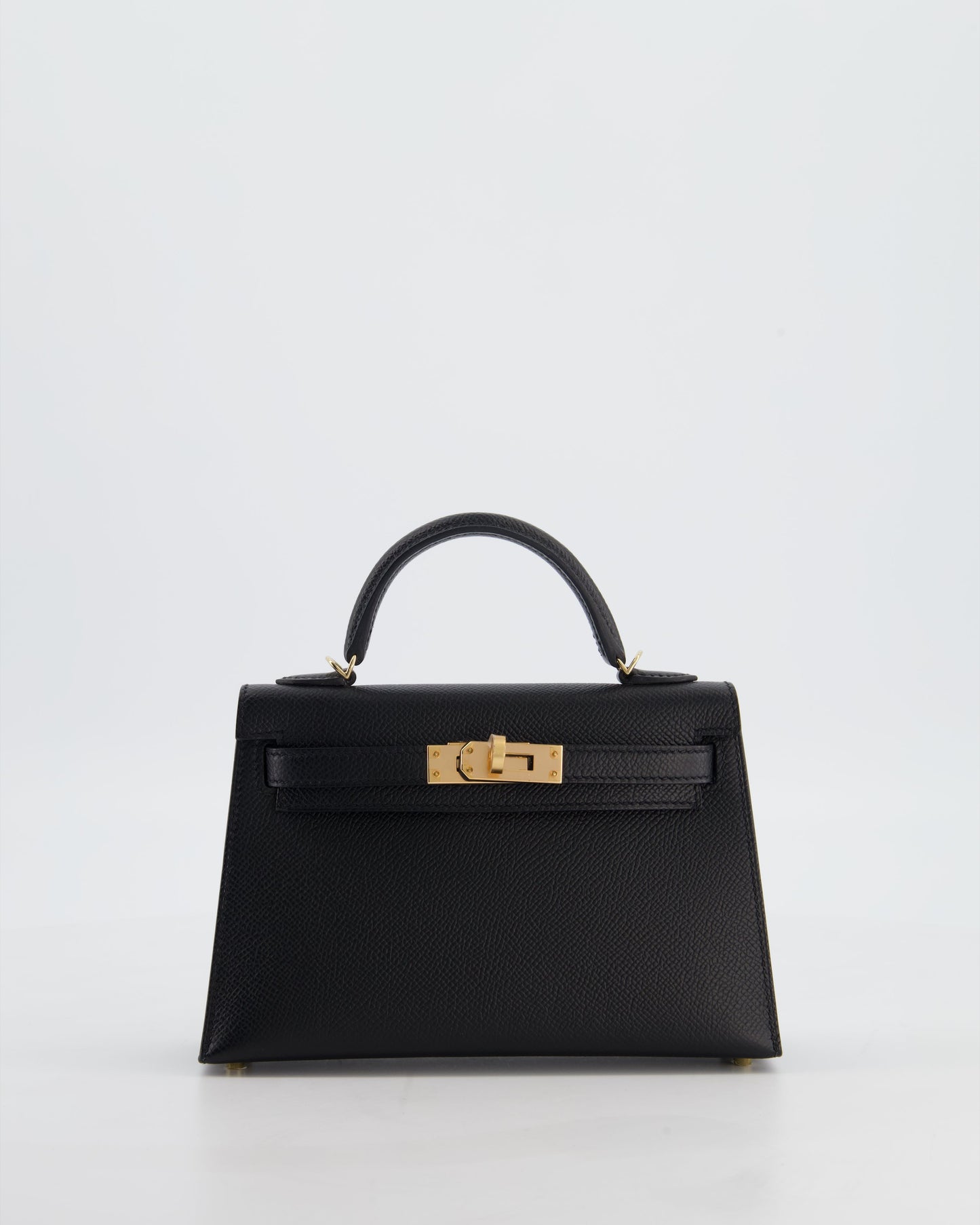 *SUPER RARE* Herm�s HSS Mini Kelly II 20 Verso Bag in Noir Epsom Leather with Gold Interior and Rose Gold Hardware