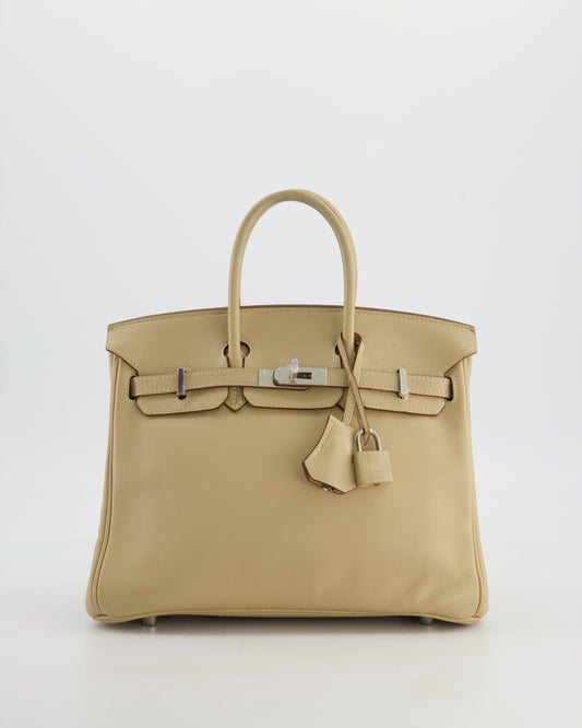 *FIRE PRICE* Herm�s Birkin 25 Retourne Bag in Parchemin Swift Leather with Palladium Hardware