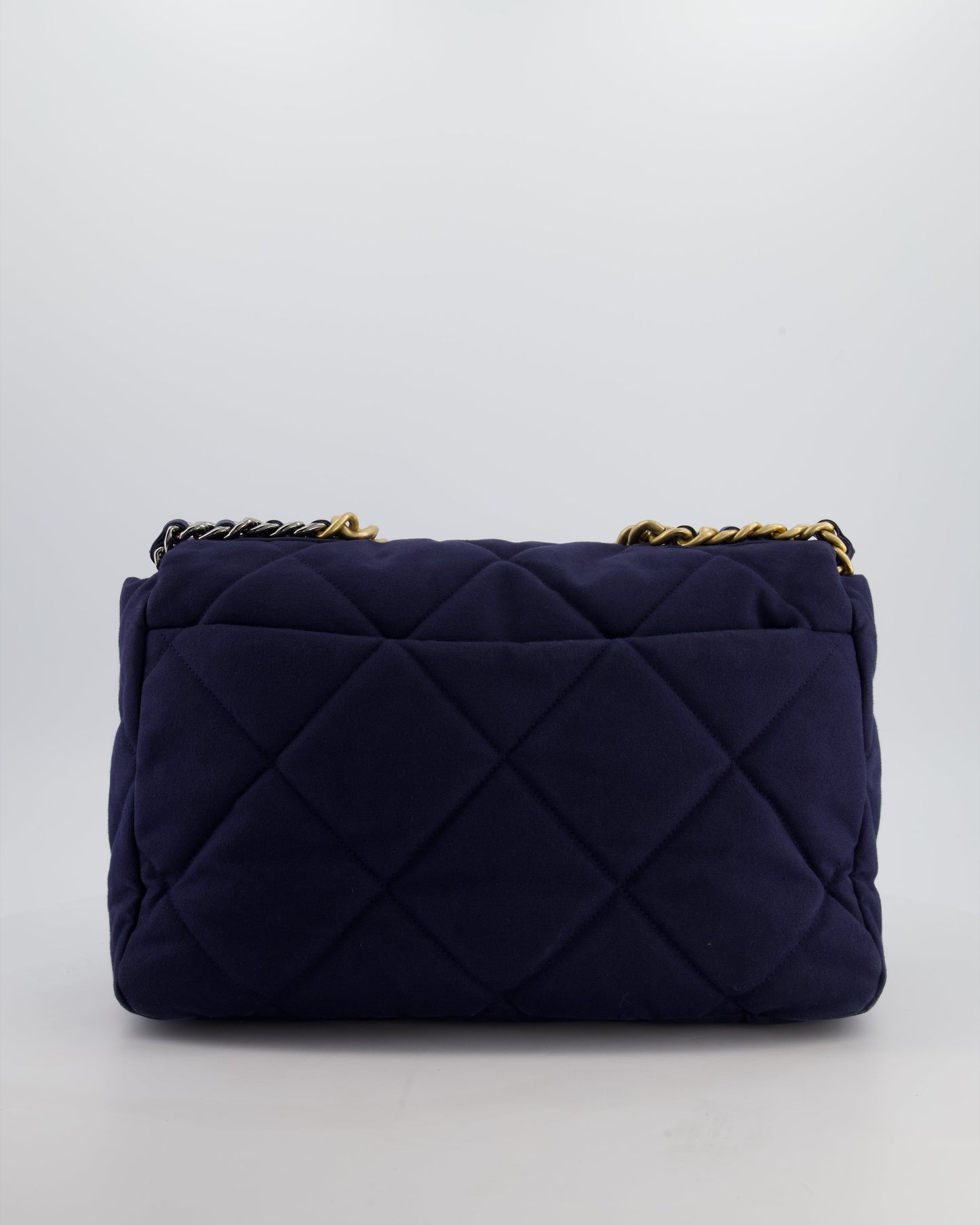 Chanel 19 Navy Maxi Flap Bag in Canvas with Mixed Hardware