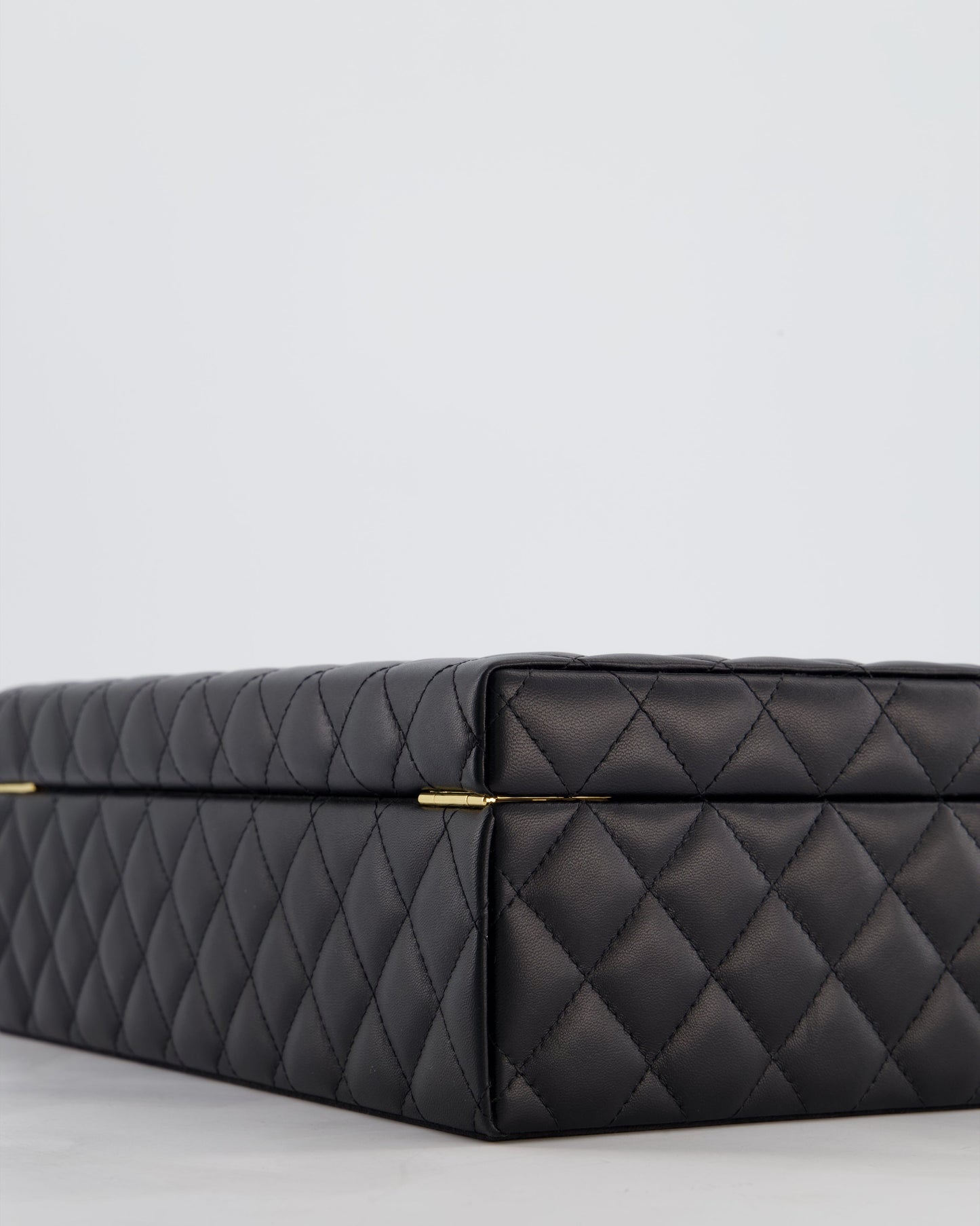 *HOT* Chanel Black Quilted Jewellery Box in Lambskin Leather with Gold Hardware