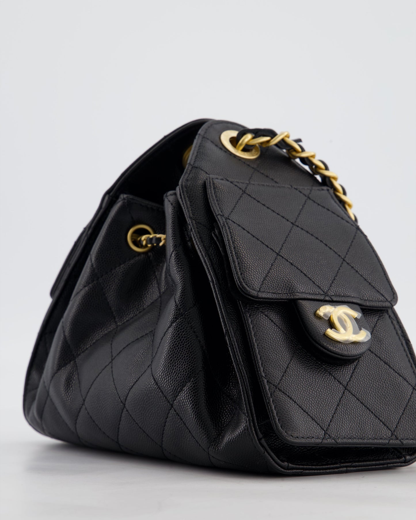 *RARE* Chanel 26C Mini 25 Handbag in Black Caviar Leather with Brushed Gold Hardware