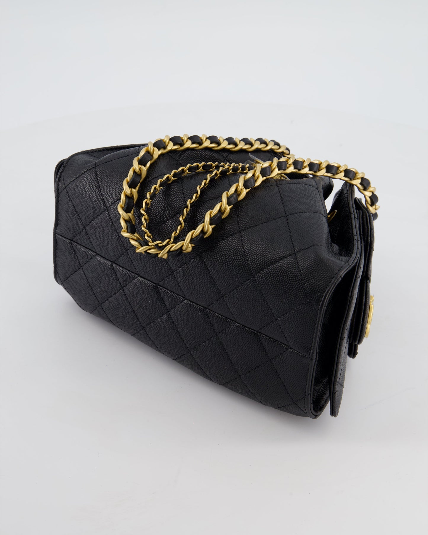 *RARE* Chanel 26C Mini 25 Handbag in Black Caviar Leather with Brushed Gold Hardware