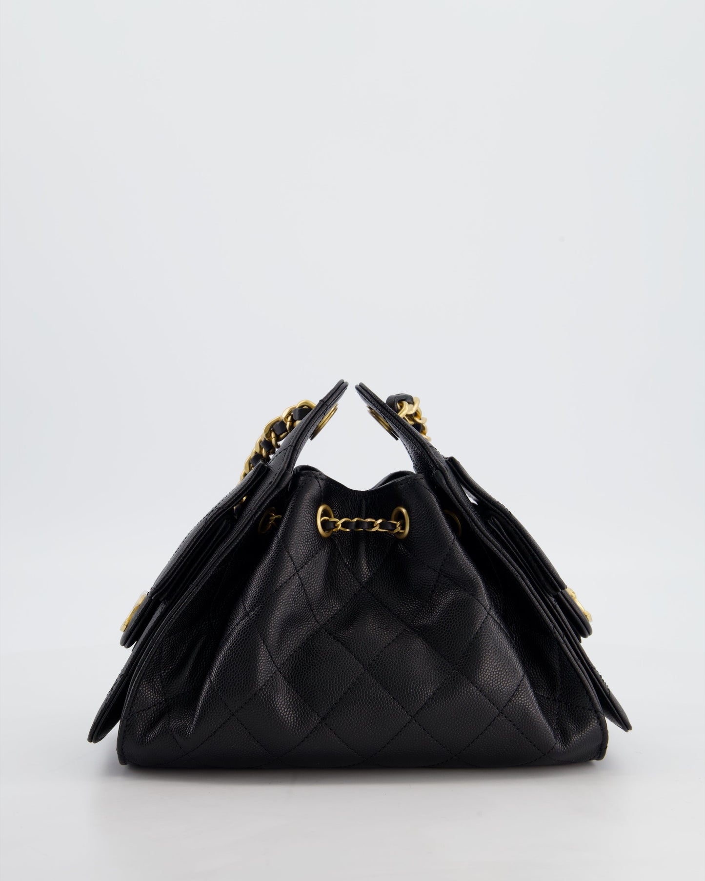 *RARE* Chanel 26C Mini 25 Handbag in Black Caviar Leather with Brushed Gold Hardware