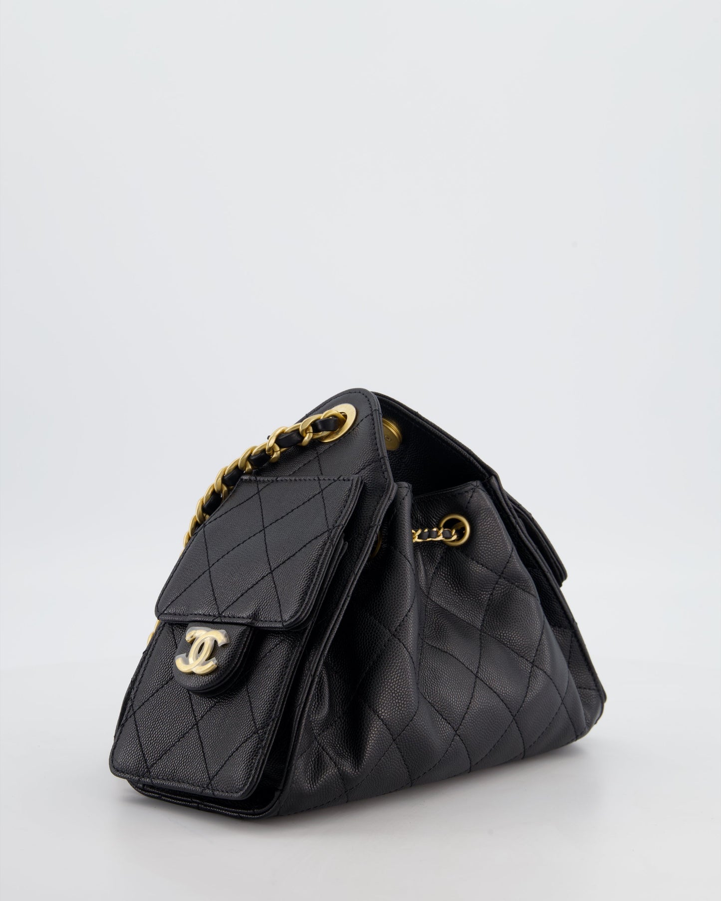 *RARE* Chanel 26C Mini 25 Handbag in Black Caviar Leather with Brushed Gold Hardware