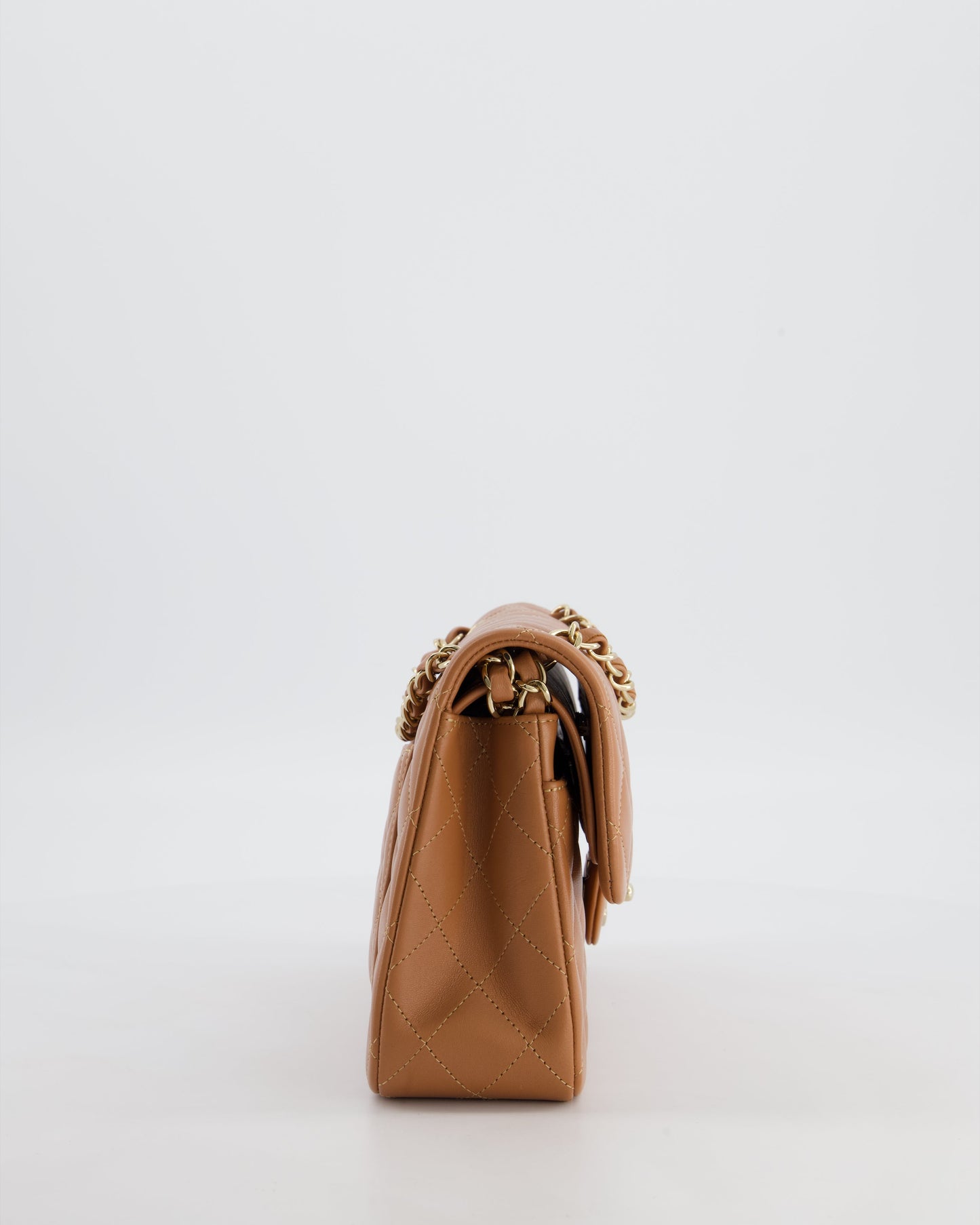 *HOT* Chanel Caramel Small Classic Double Flap Bag in Lambskin Leather with Champagne Gold Hardware