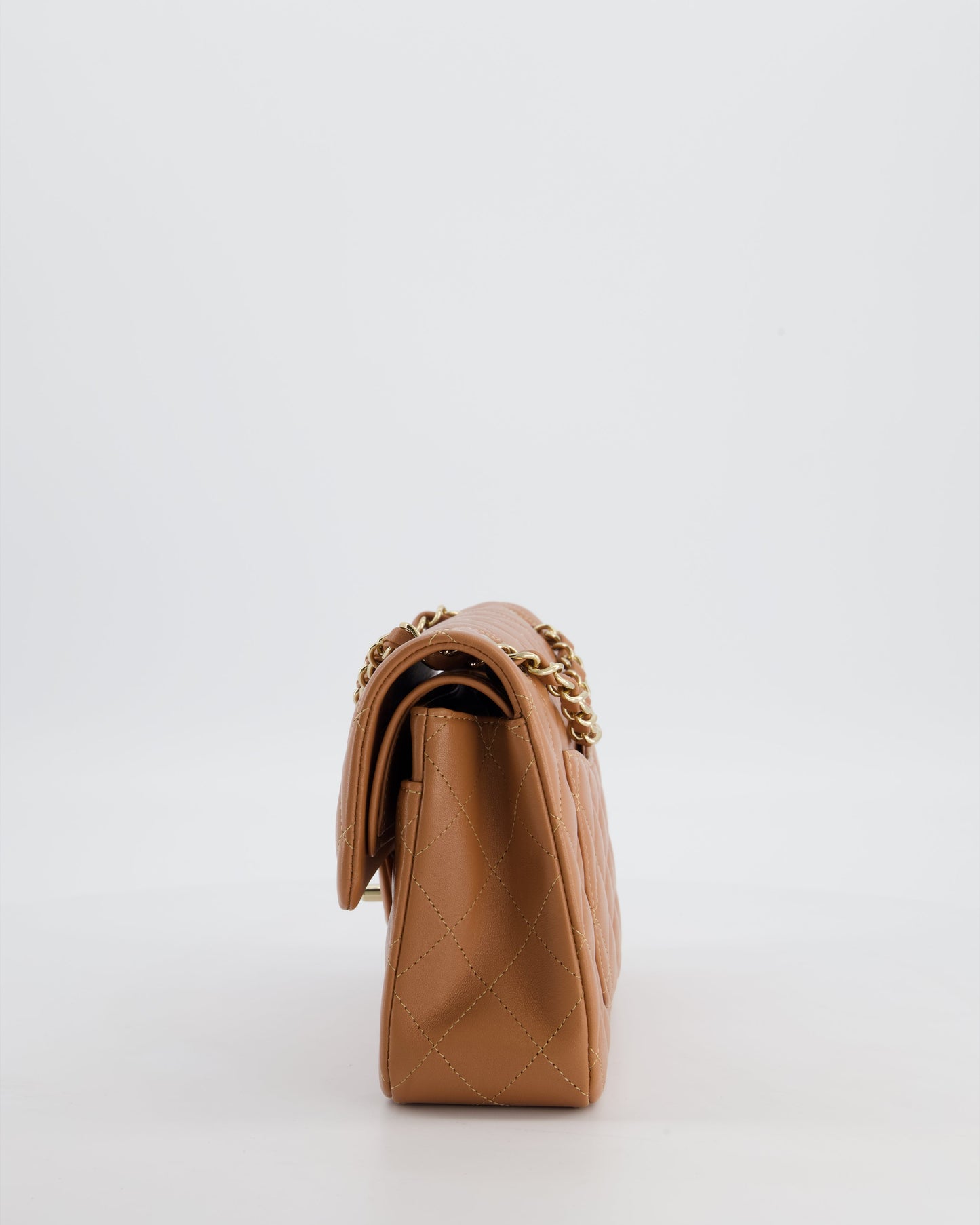 *HOT* Chanel Caramel Small Classic Double Flap Bag in Lambskin Leather with Champagne Gold Hardware