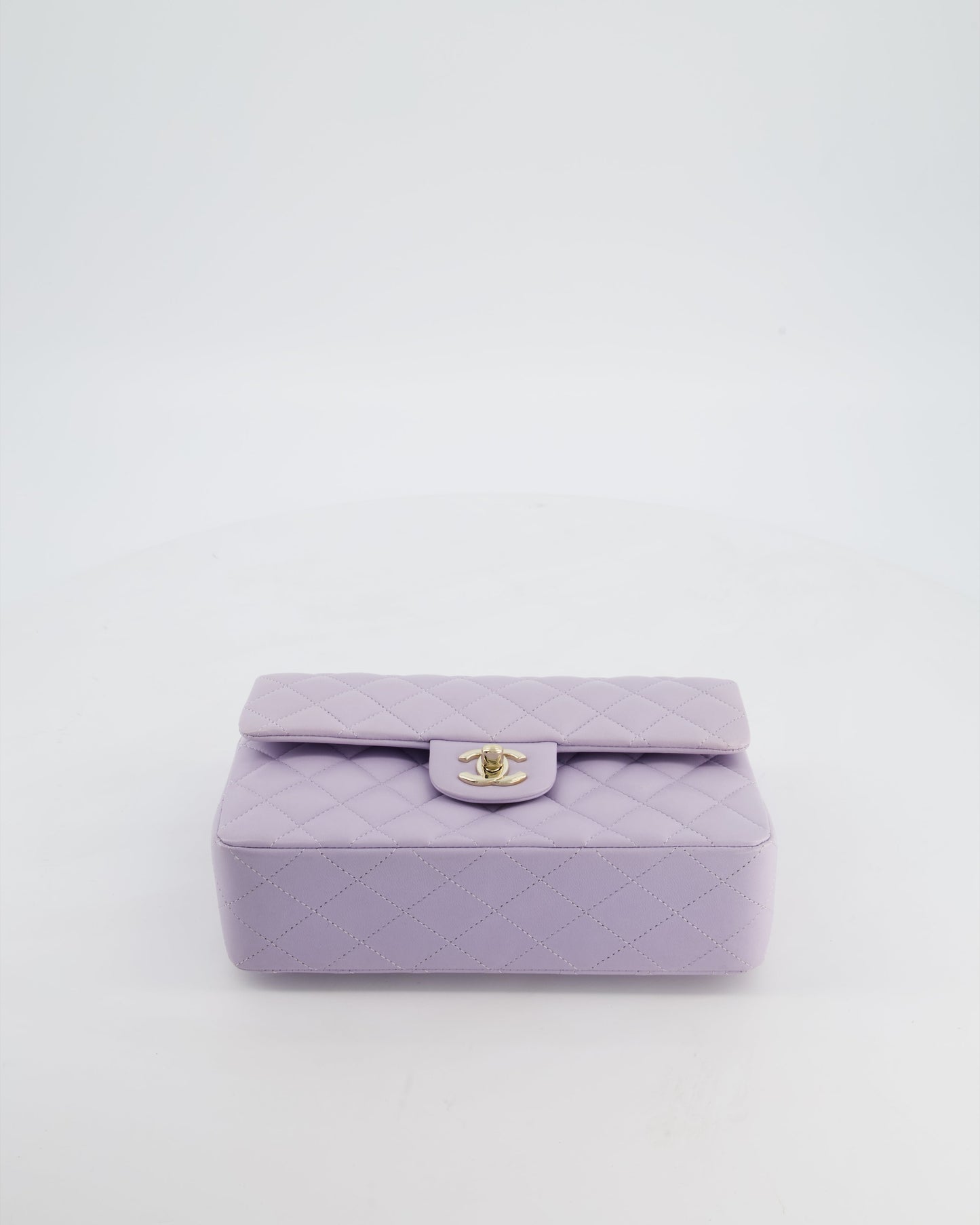 *CUTE COLOUR* Chanel Small Classic Double Flap Bag in Light Violet Lambskin Leather with Champagne Gold Hardware