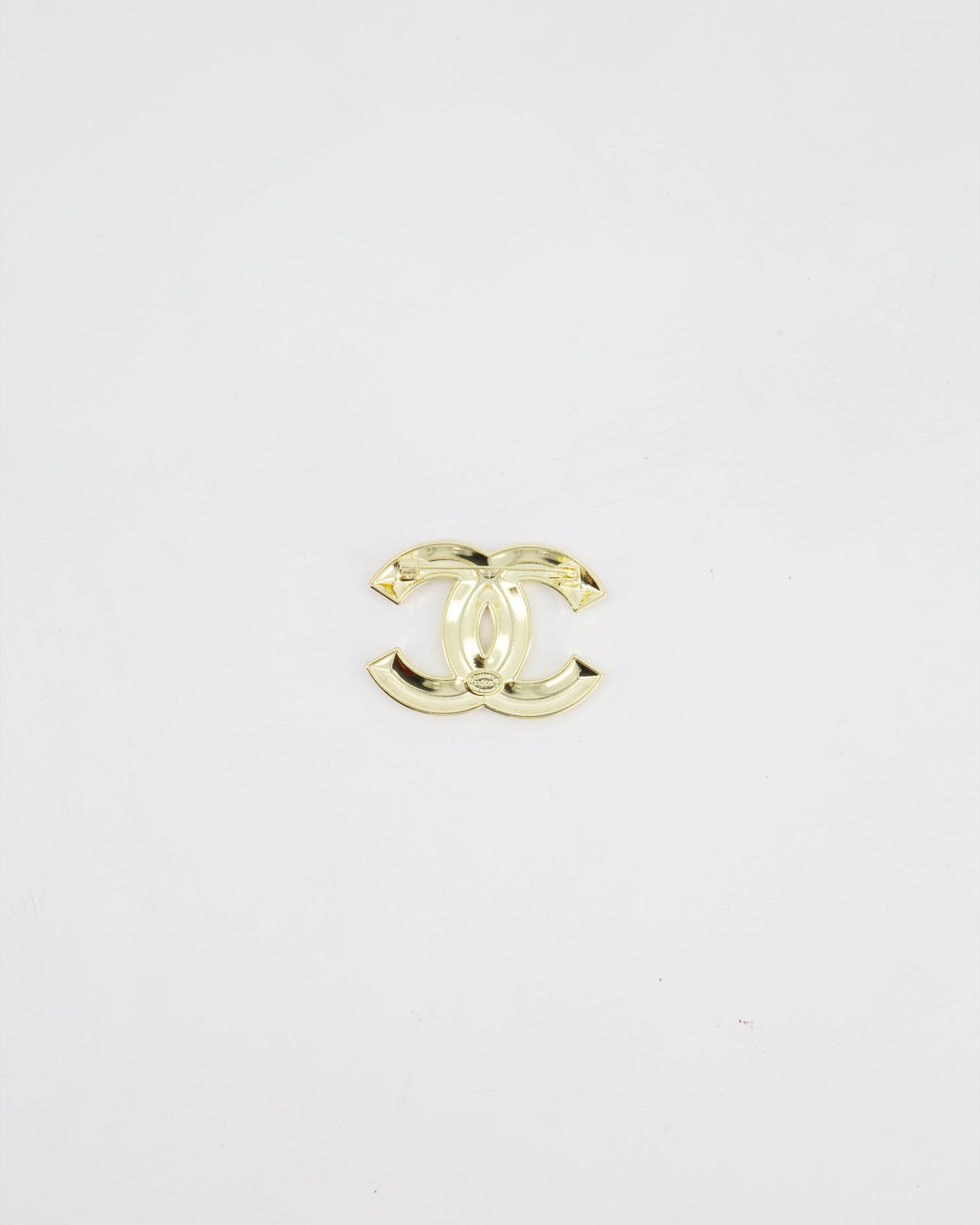 Chanel 23K White & Gold CC Brooch