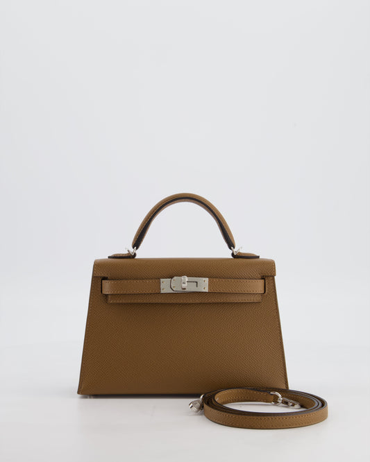 *HOT* Herm�s Mini Kelly II 20 Bag in Alezan Epsom Leather with Palladium Hardware