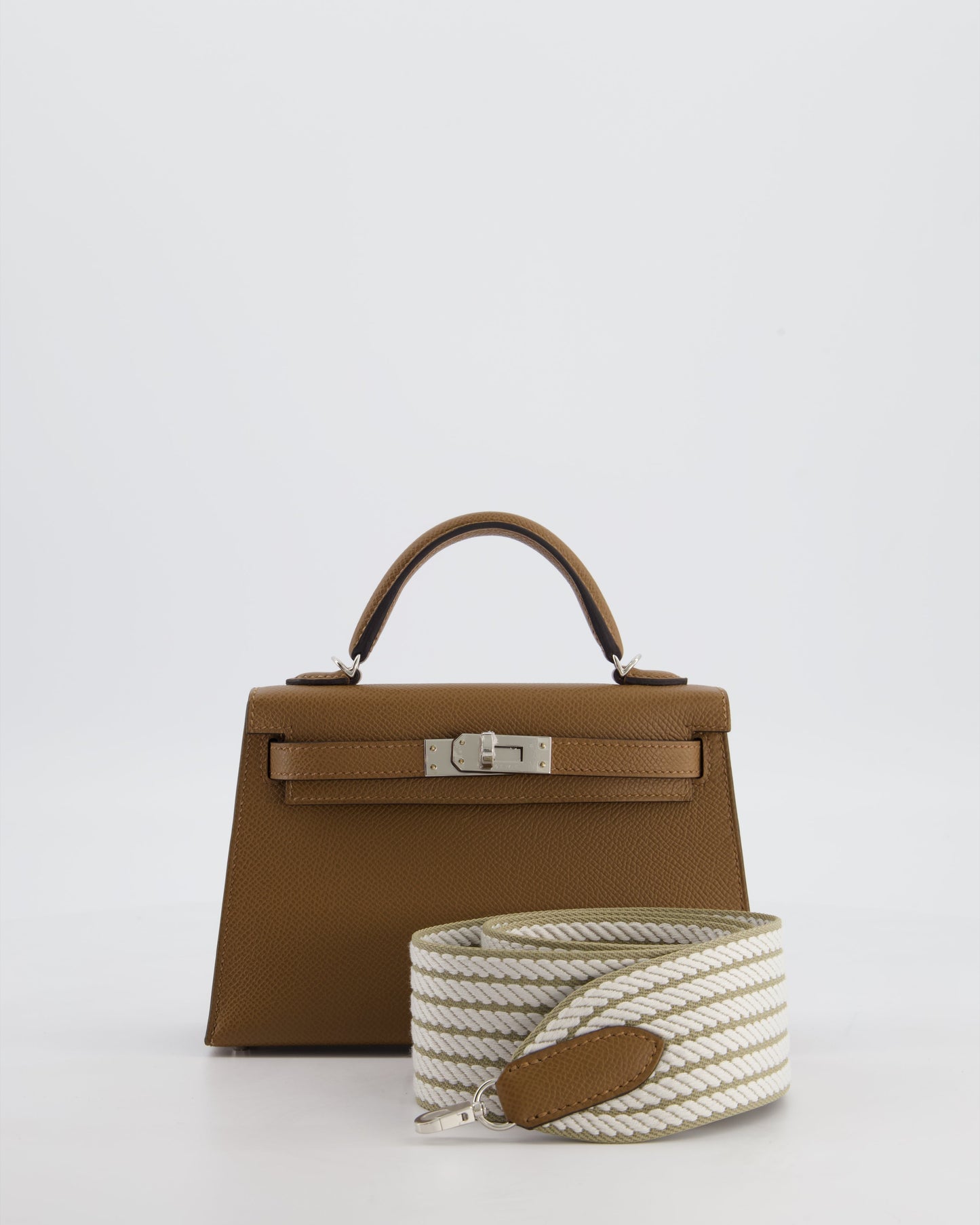 *HOT* Herm�s Mini Kelly II 20 Bag in Alezan Epsom Leather with Palladium Hardware