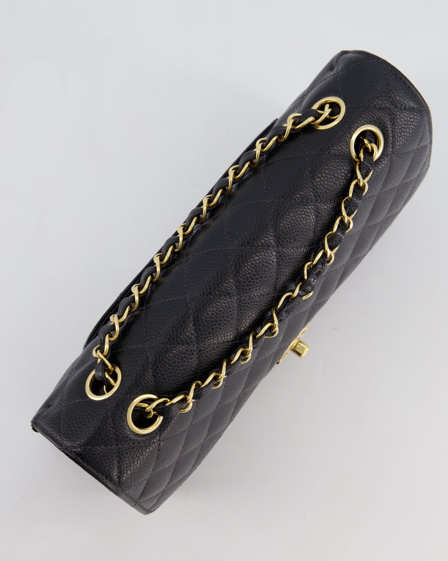 Chanel   Medium Black Classic Double Flap Bag in Caviar Leather with Gold Hardware