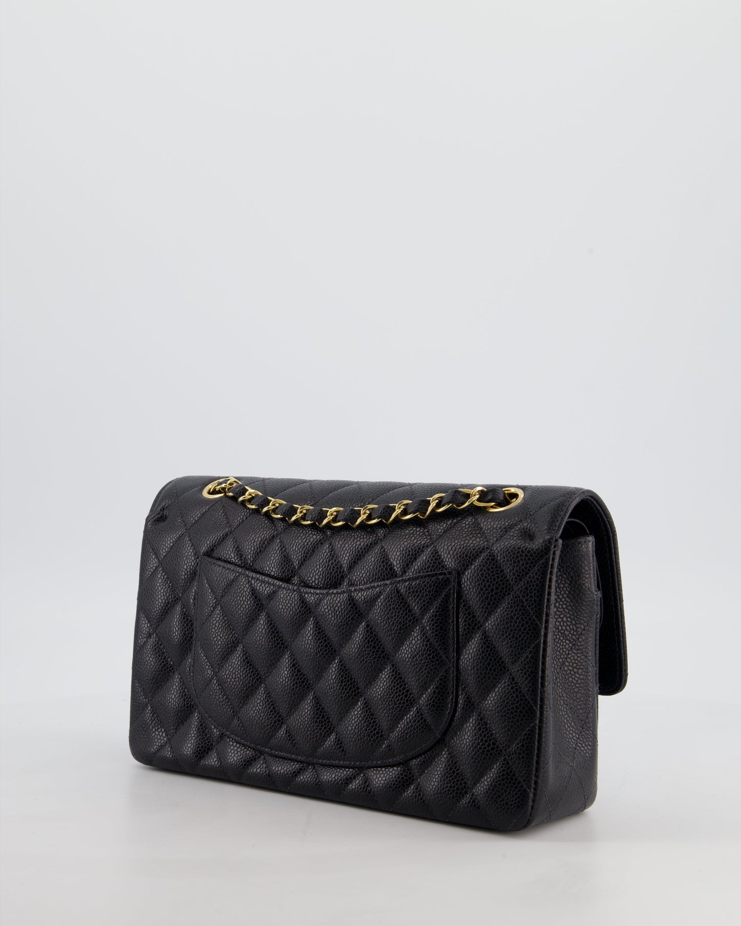 Chanel   Medium Black Classic Double Flap Bag in Caviar Leather with Gold Hardware