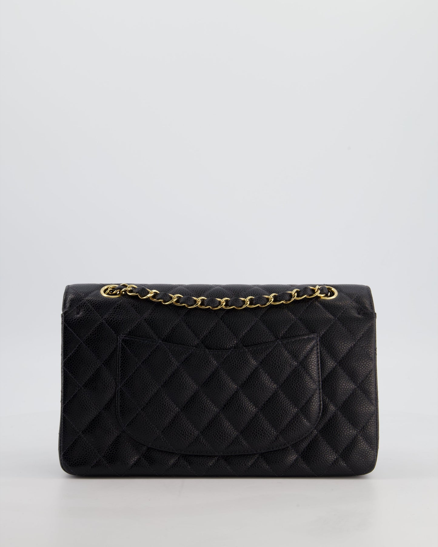 Chanel   Medium Black Classic Double Flap Bag in Caviar Leather with Gold Hardware