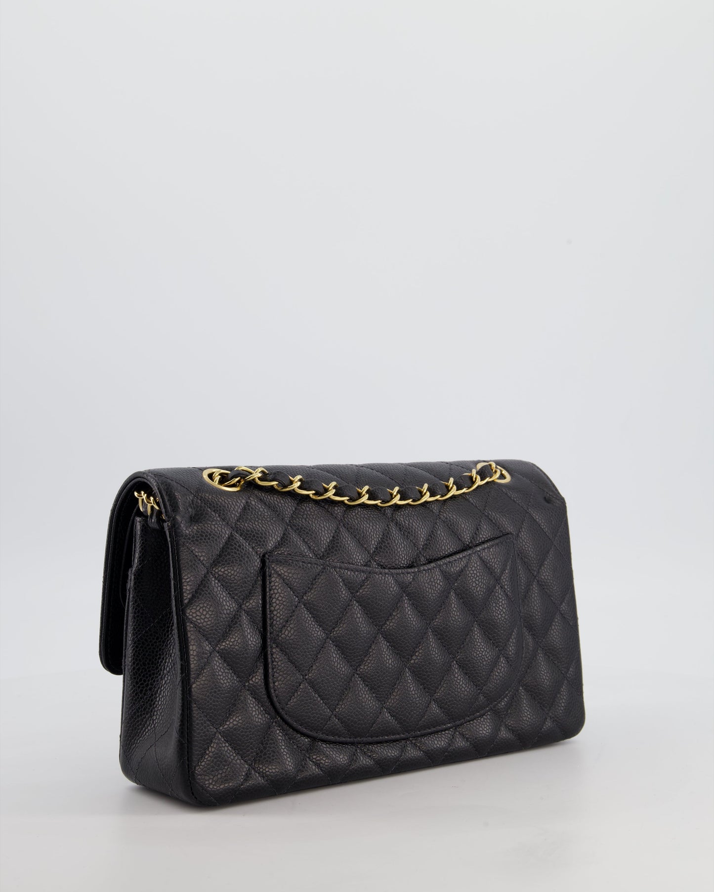 Chanel   Medium Black Classic Double Flap Bag in Caviar Leather with Gold Hardware