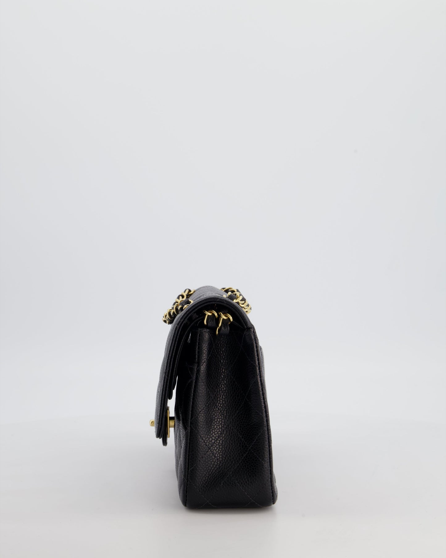 Chanel   Medium Black Classic Double Flap Bag in Caviar Leather with Gold Hardware